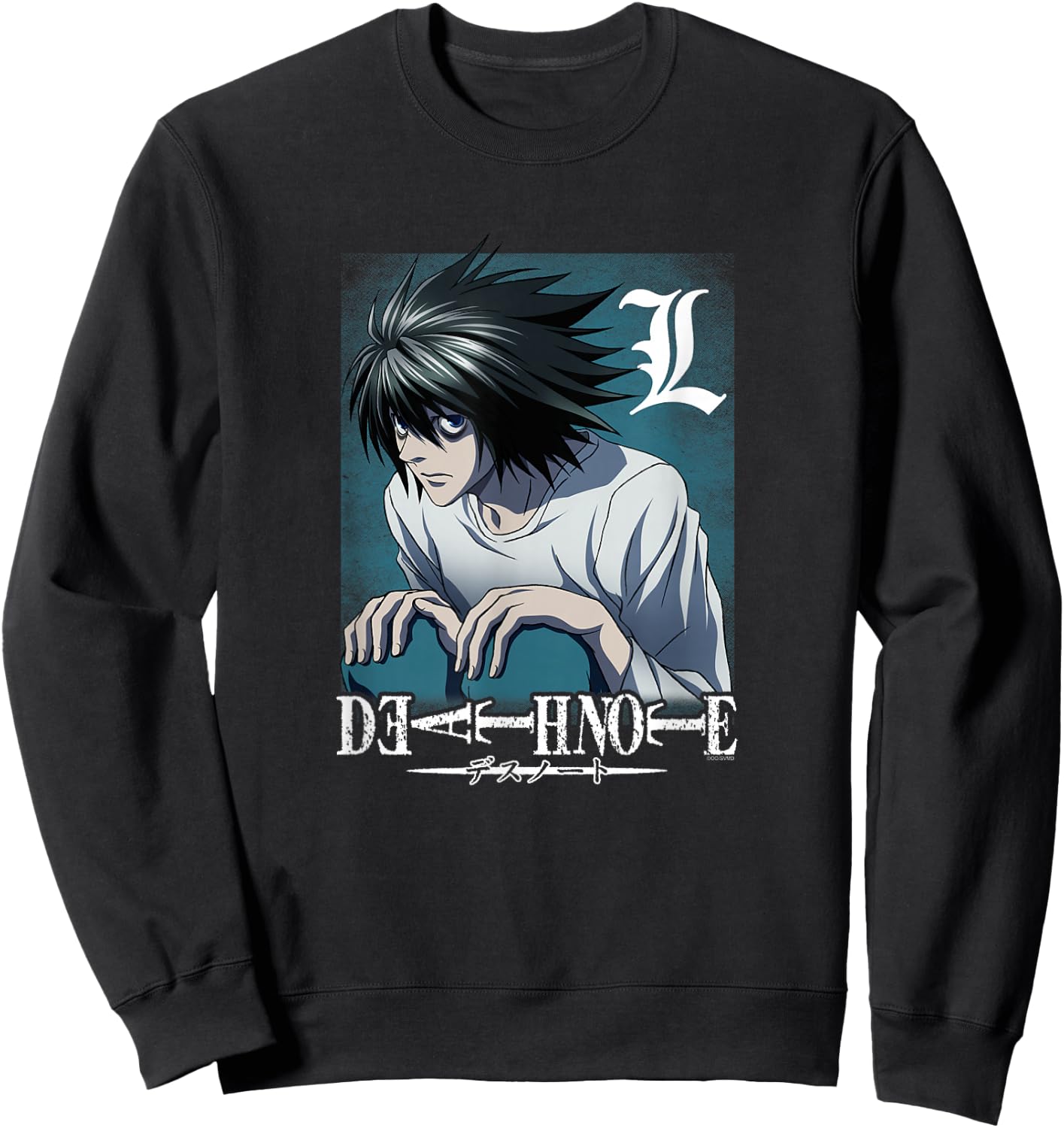 Death Note L Crouching with Logo Anime Sweatshirt - Sweatshirt | Black