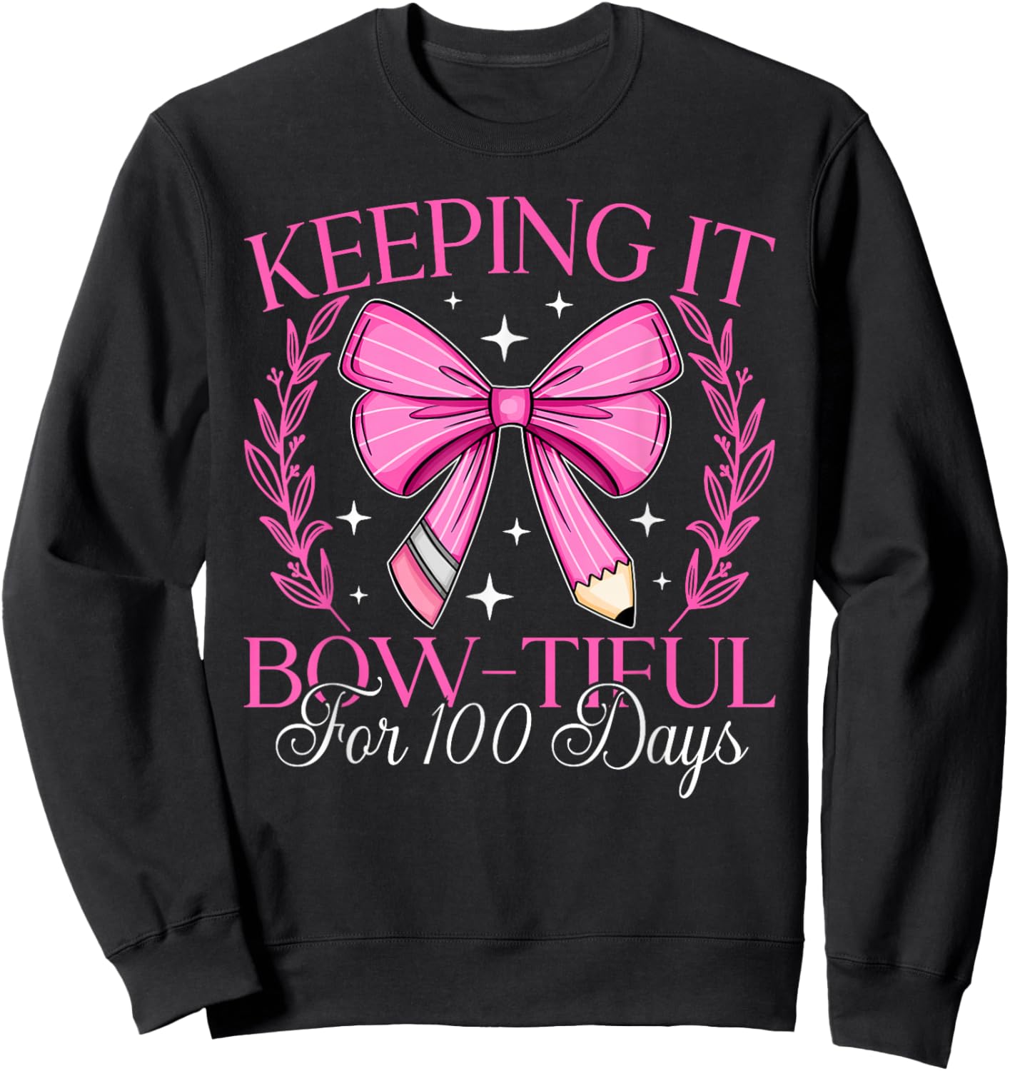 Coquette Bow Keeping It Bowtiful For 100 Days Of School Kids Sweatshirt - Sweatshirt | Black