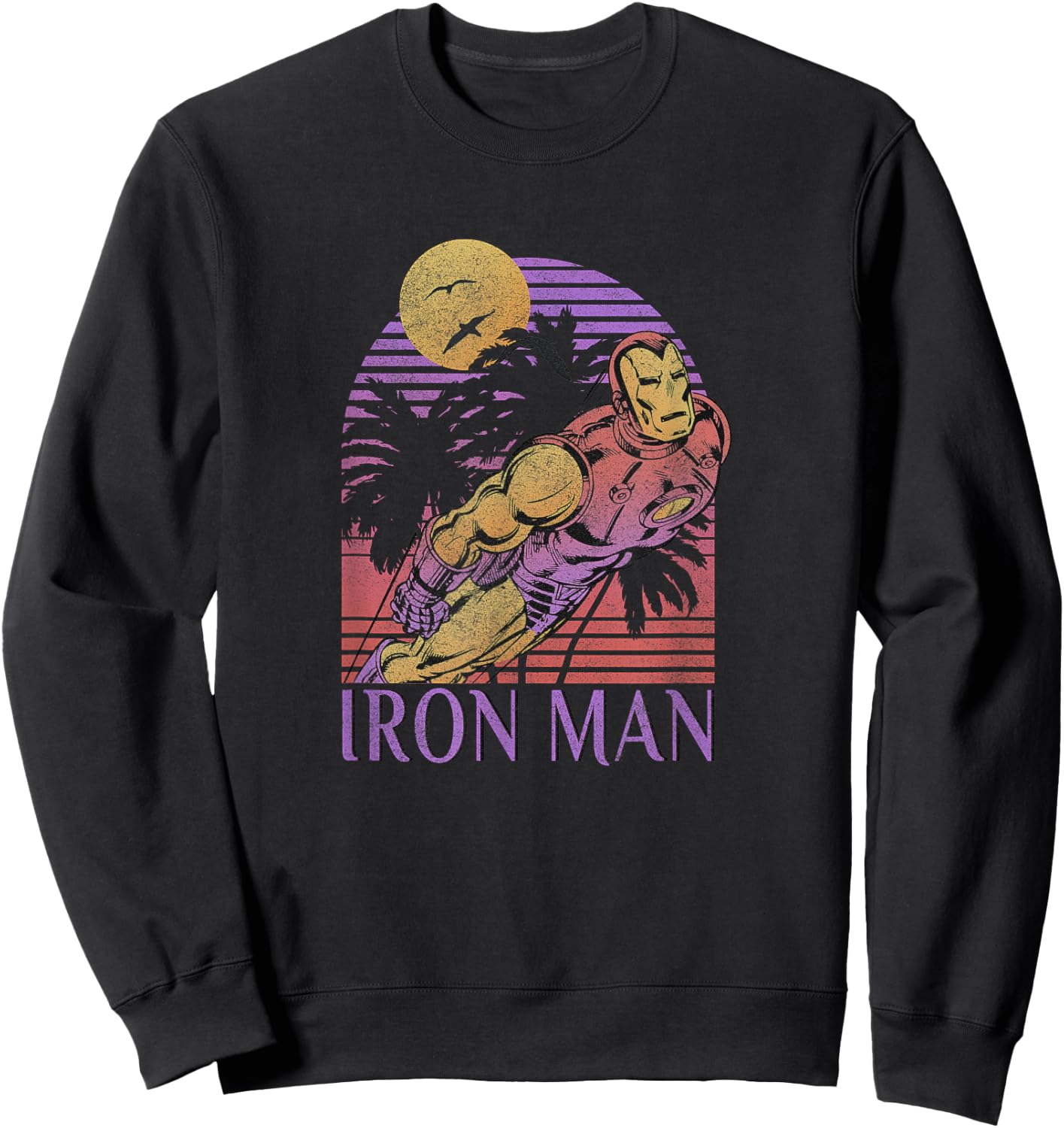 Marvel Iron Man Retro Distressed Portrait Sweatshirt - Sweatshirt | Black