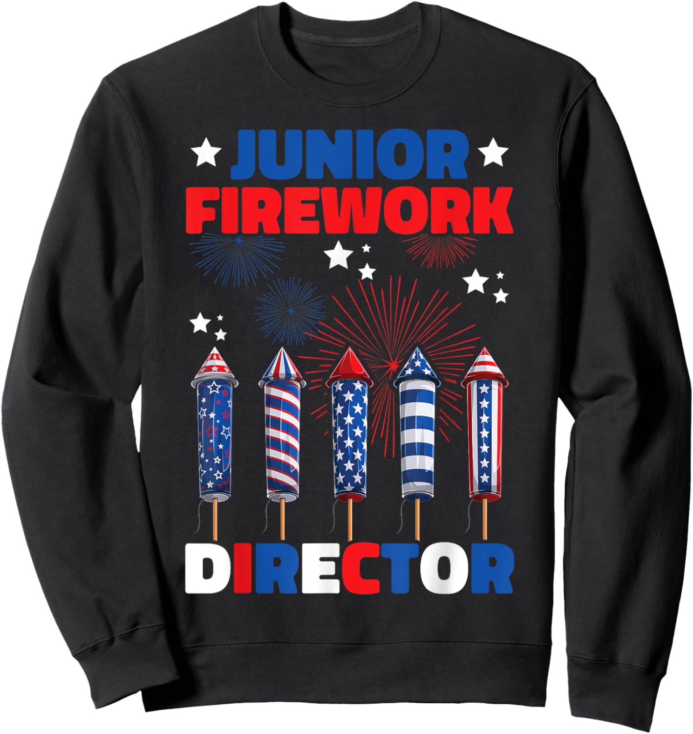 Kids Junior Firework Director American 4th Of July Sweatshirt - Sweatshirt | Black
