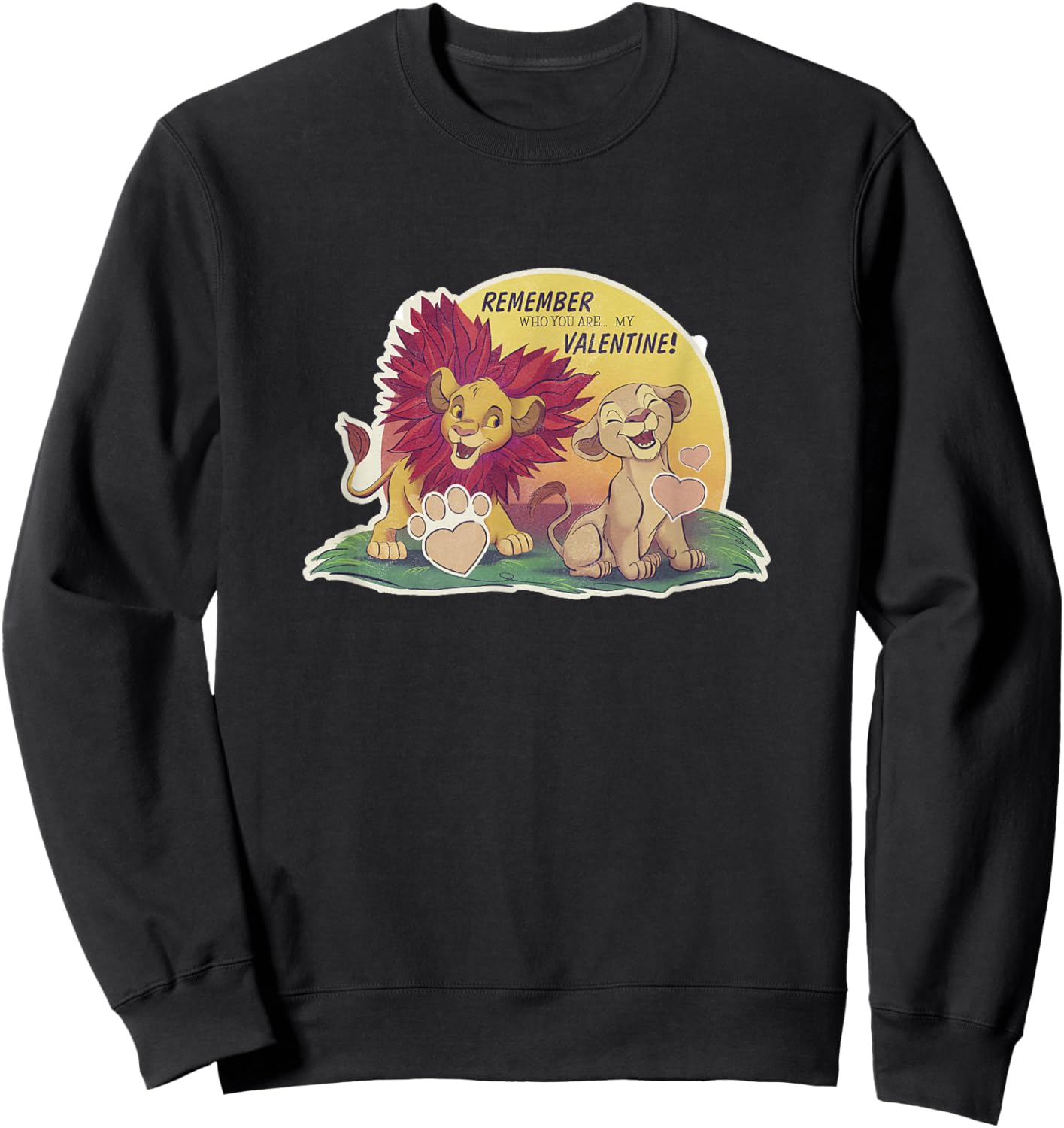 Disney The Lion King Valentine's Day Nala & Simba Wild Retro Sweatshirt - Sweatshirt | Black