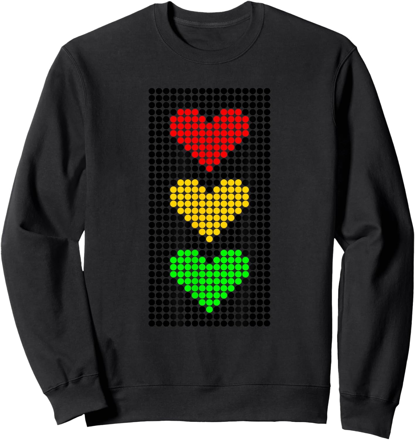 Dot Heart Stoplight Traffic Signal Stop-Caution-Go Sweatshirt - Sweatshirt | Black
