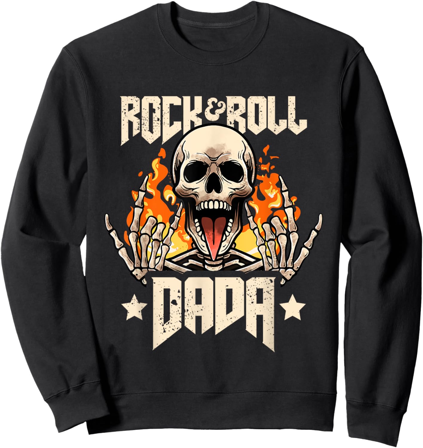 Rock And Roll Dada Dad Vintage Retro Rock&Roll Rock Concert Sweatshirt - Sweatshirt | Black