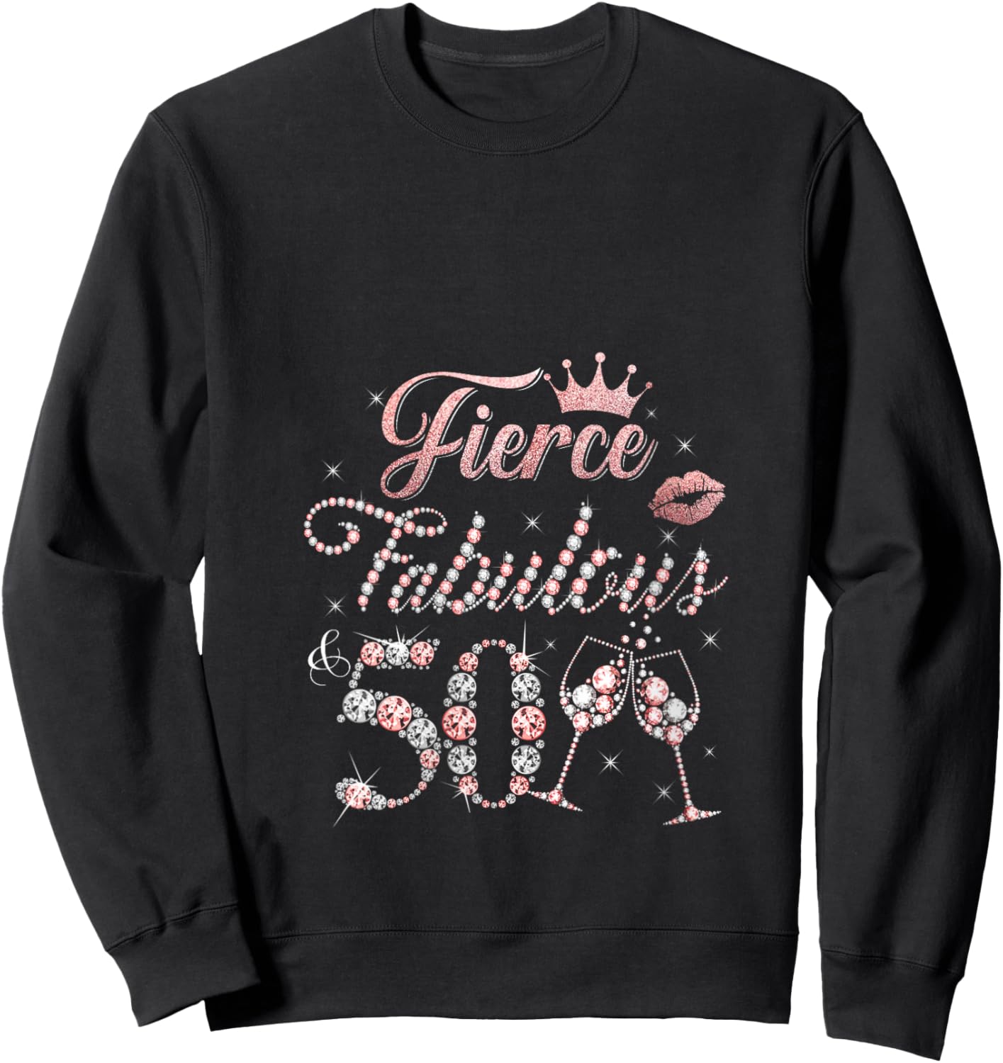 Fierce Fabulous and 50 Decorations 50th Bday 50 Year Old V-Neck Sweatshirt - Sweatshirt | Black