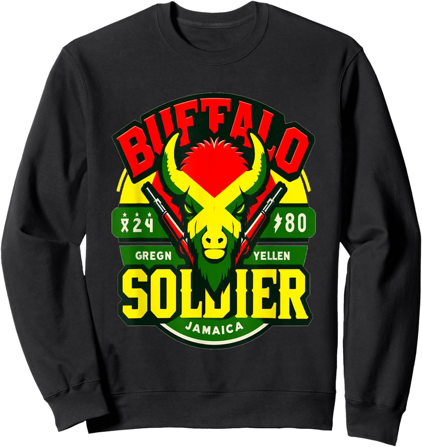 Buffalo Soldier Jamaica Reggae Music Graphic Classic Sweatshirt - Sweatshirt | Black