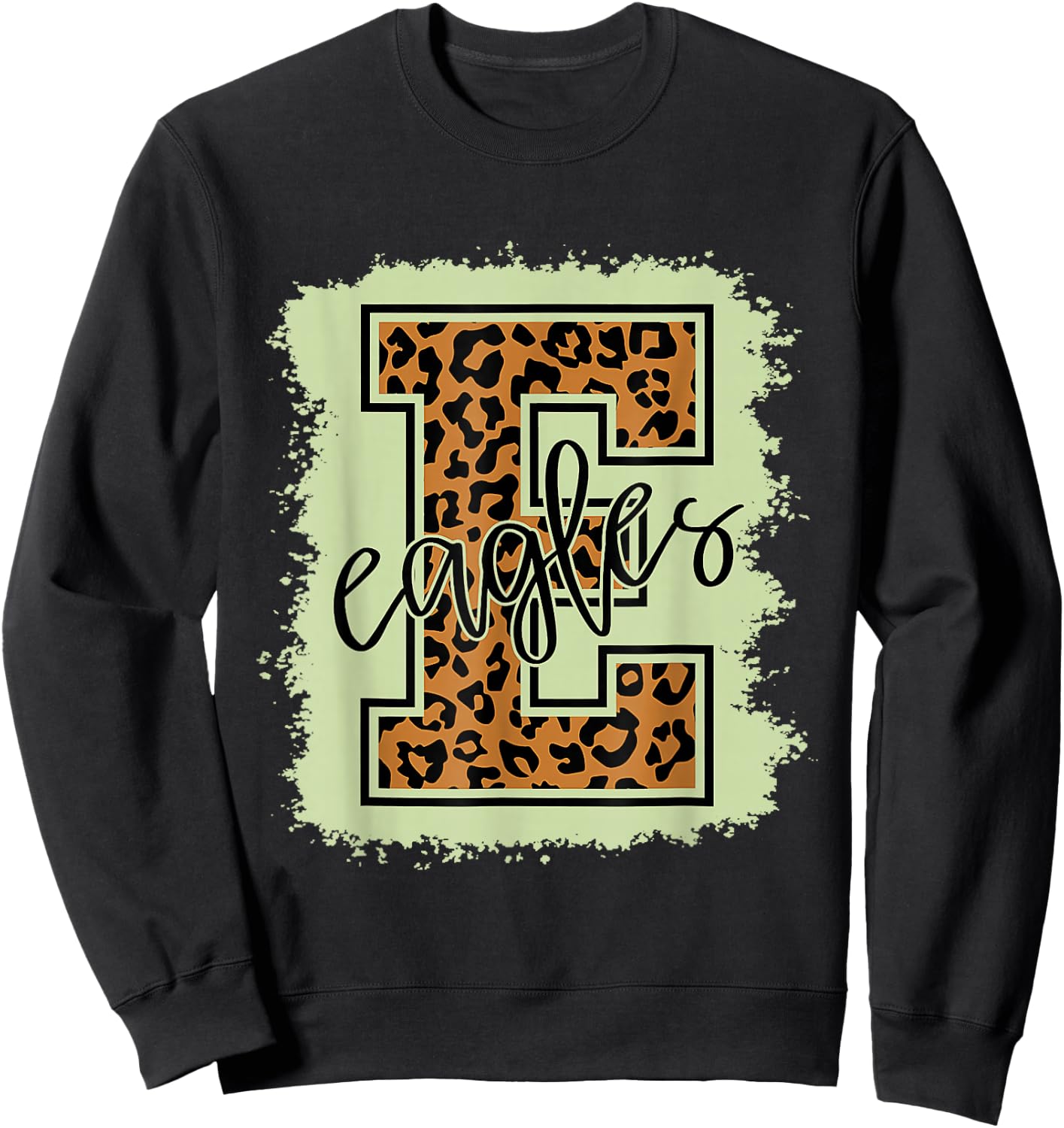 Eagles School Sports Fan Team Spirit Mascot Gift Bleached Sweatshirt - Sweatshirt | Black