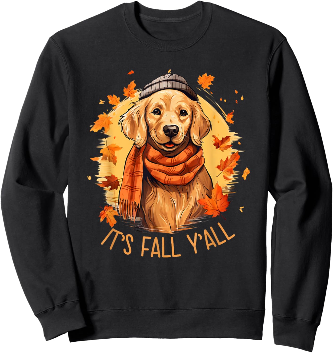 Golden Retriever Dog as Fall Autumn Season Women Sweatshirt - Sweatshirt | Black