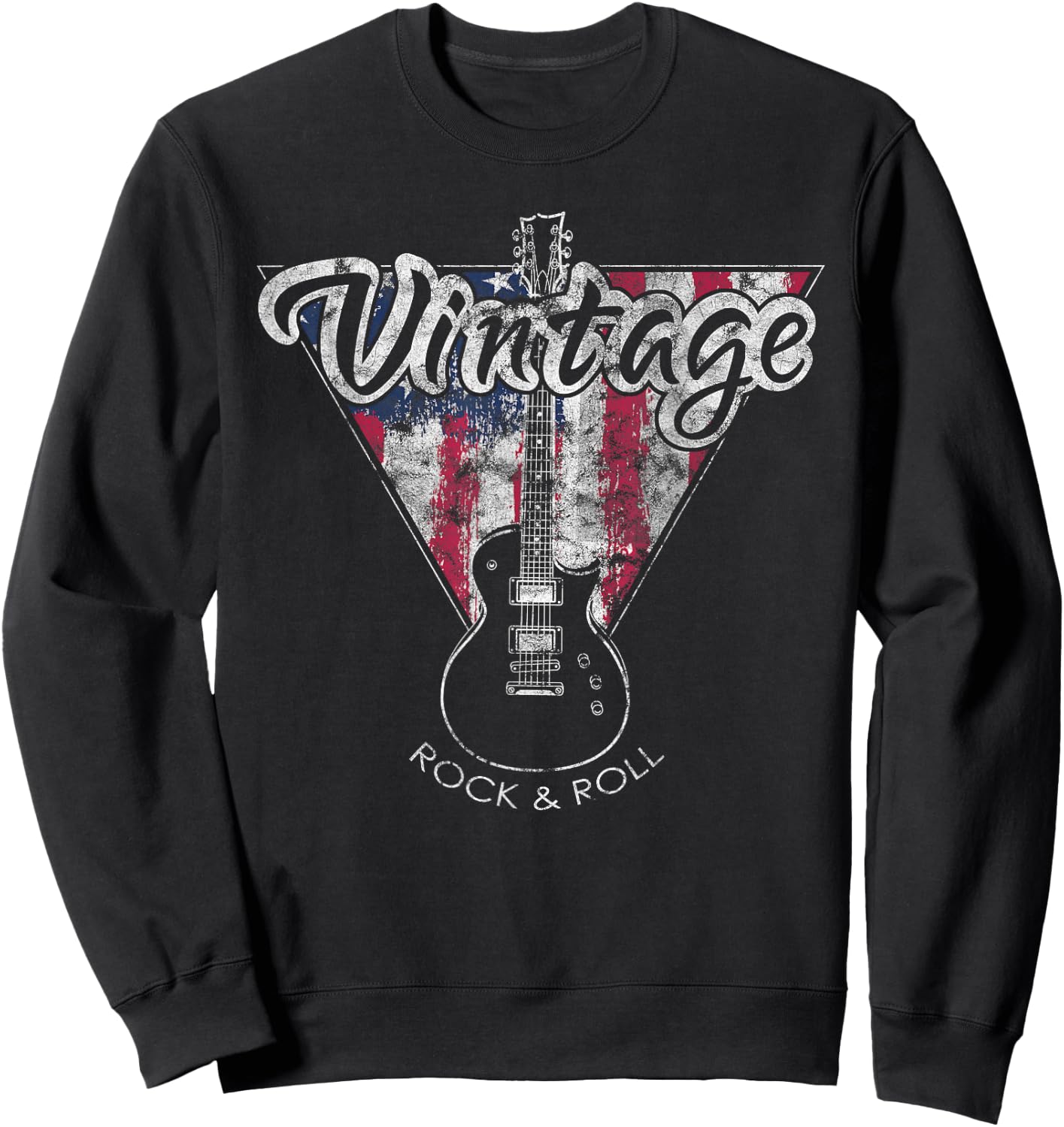 American Flag Guitar Vintage Guitar Player Gift Sweatshirt - Sweatshirt | Black
