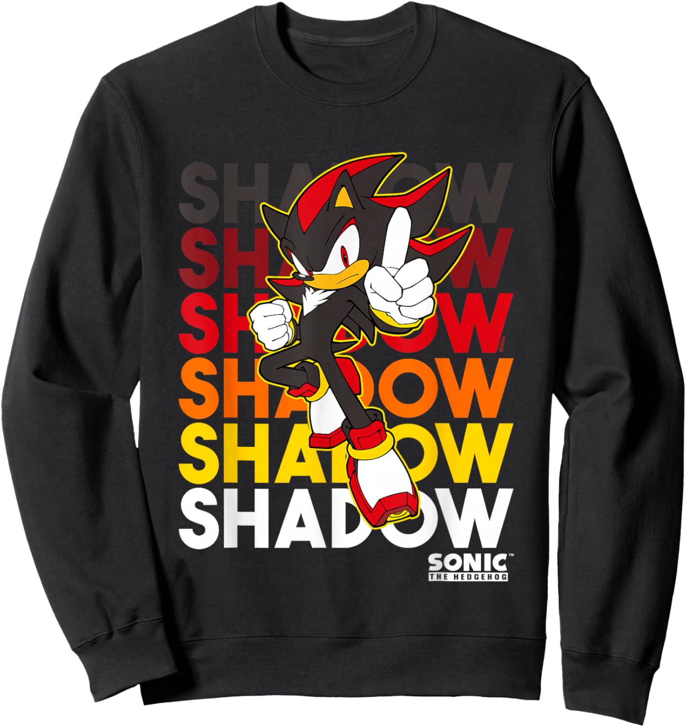 Sonic The Hedgehog Shadow Stacked Text Cool Logo Sweatshirt - Sweatshirt | Black