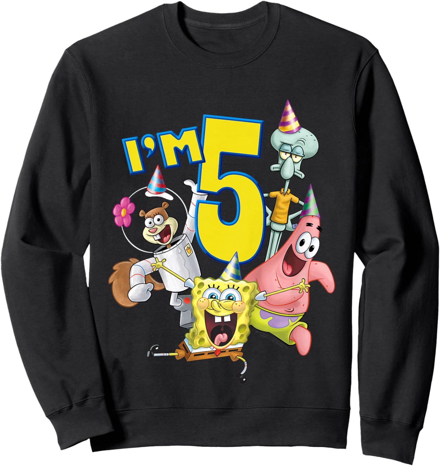 Kids Spongebob Squarepants 5th Birthday Today I'm 5 Sweatshirt - Sweatshirt | Black