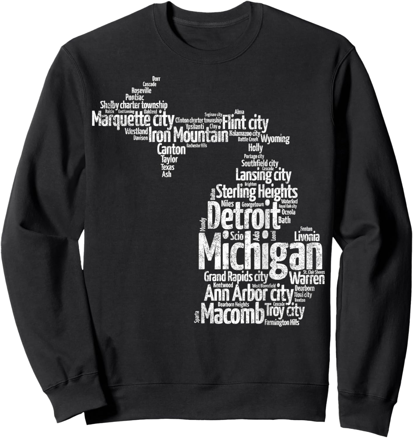 Great Lakes State Map Michigan Vacations Camping Hiking Sweatshirt - Sweatshirt | Black