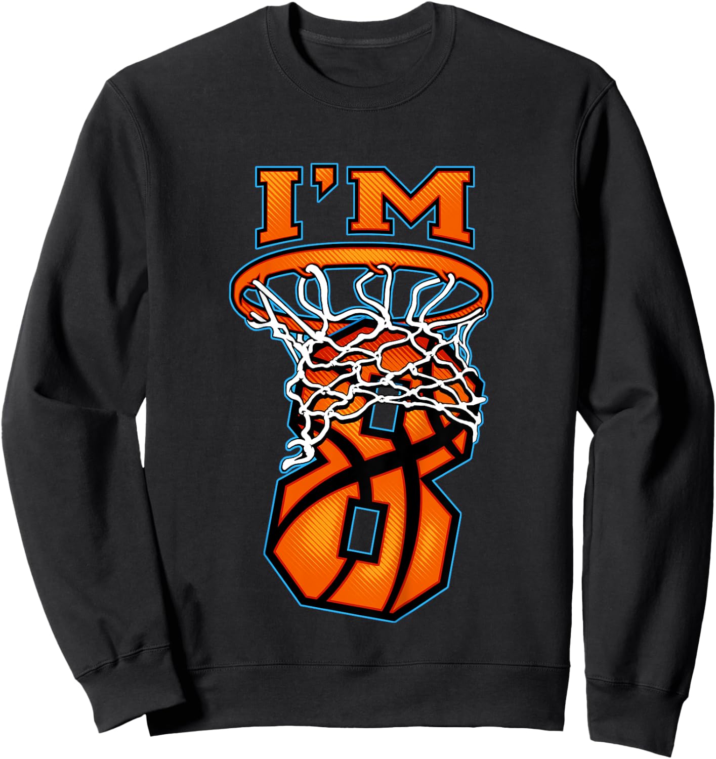 Kids Basketball I'm 8 Boy Girl 8th Birthday Gift Sweatshirt - Sweatshirt | Black