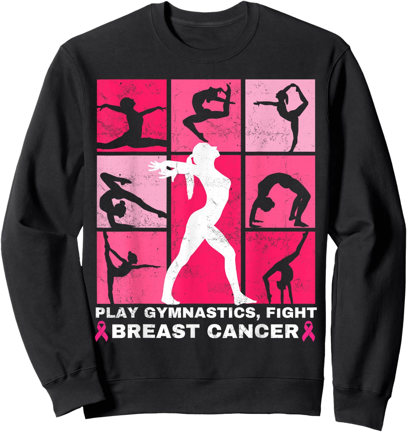 Gymnastics Lovers Breast Cancer Awareness For Gymnast Girls Sweatshirt - Sweatshirt | Black