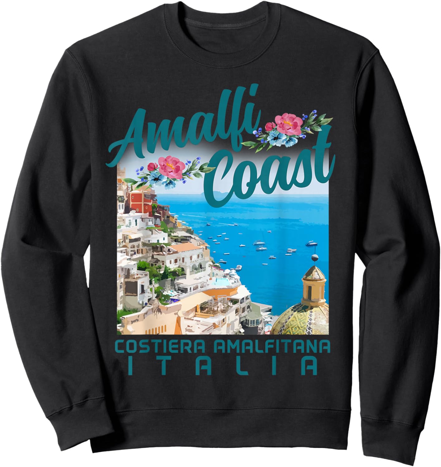 Amalfi Coast Italy Italia Vintage Italian Souvenir Sweatshirt - Sweatshirt | Black