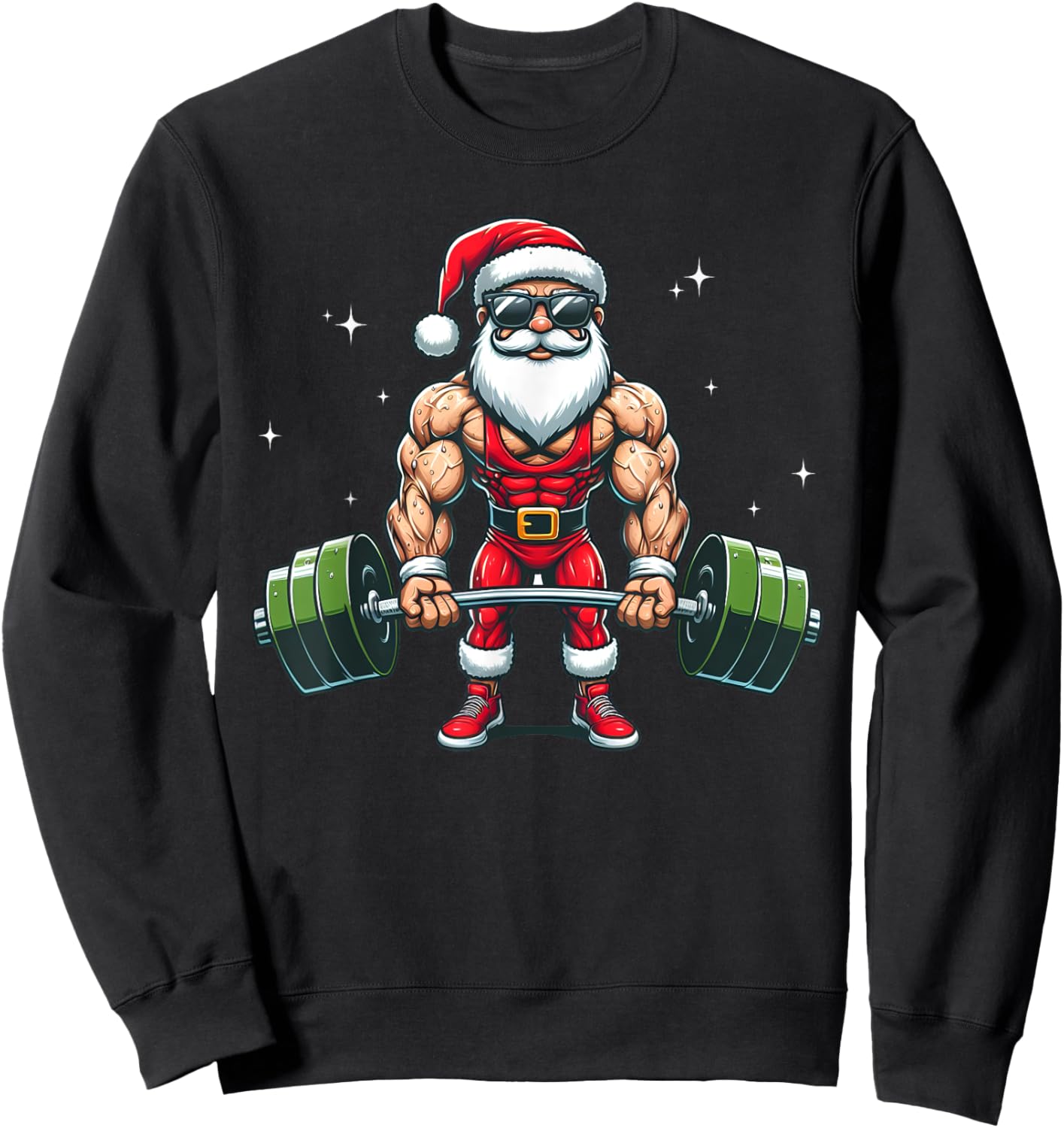 Santa Deadlift Bodybuilder Funny Fitness Christmas in july Sweatshirt - Sweatshirt | Black