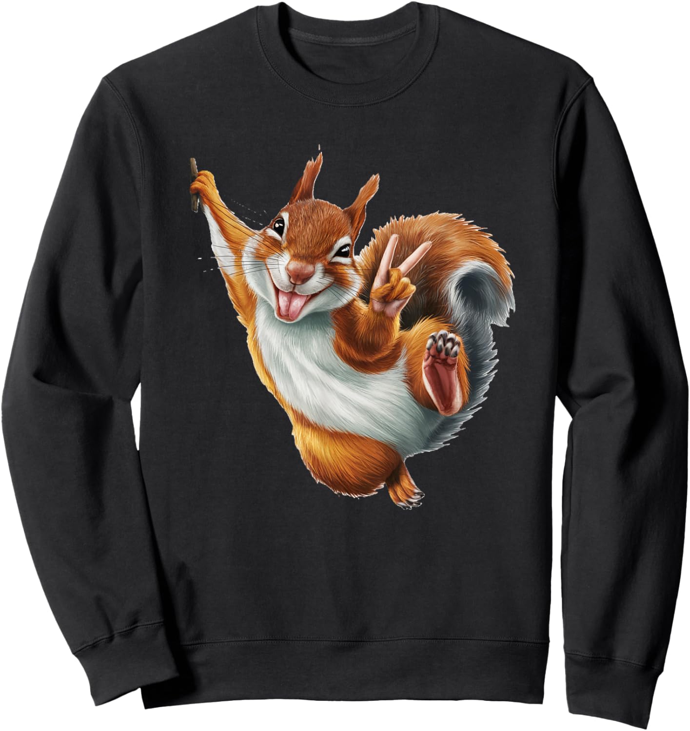 FUNNY SQUIRREL GIVING A PEACE SIGN. Makes me smile! SHAKA! Sweatshirt - Sweatshirt | Black