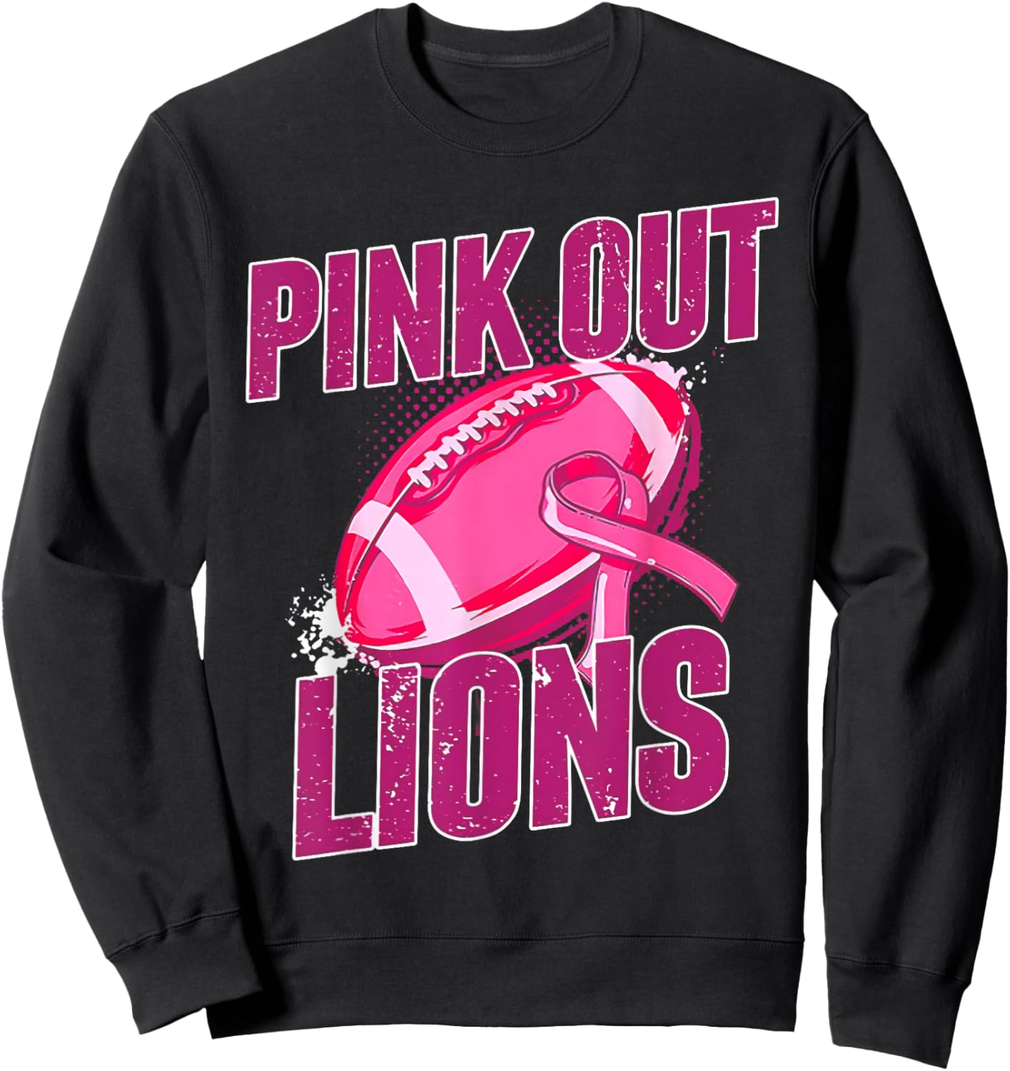 Lions Pink Out Football Tackle Breast Cancer Sweatshirt - Sweatshirt | Black