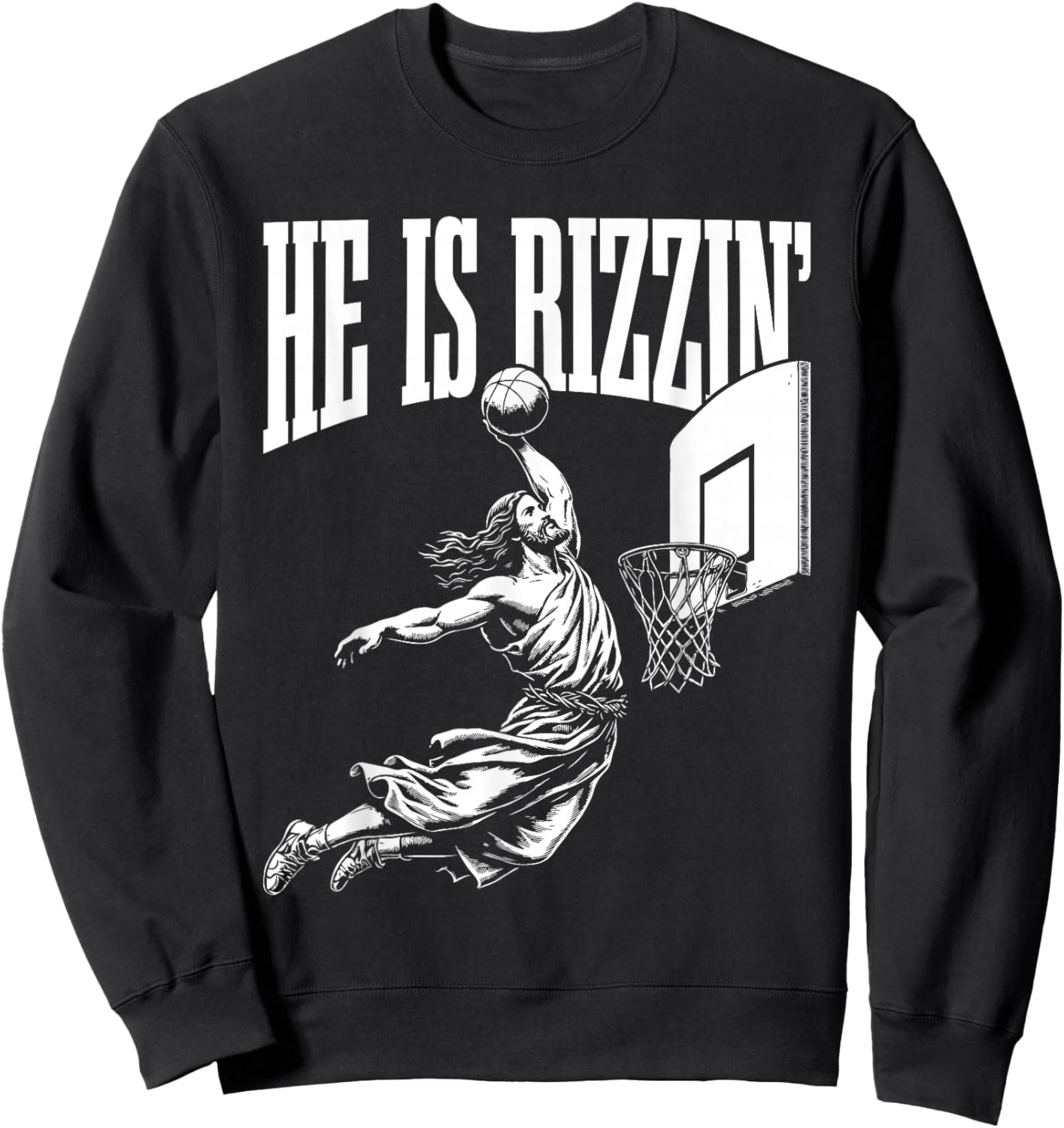He is Rizzin Funny Easter Rizz Meme Basketball Sweatshirt - Sweatshirt | Black