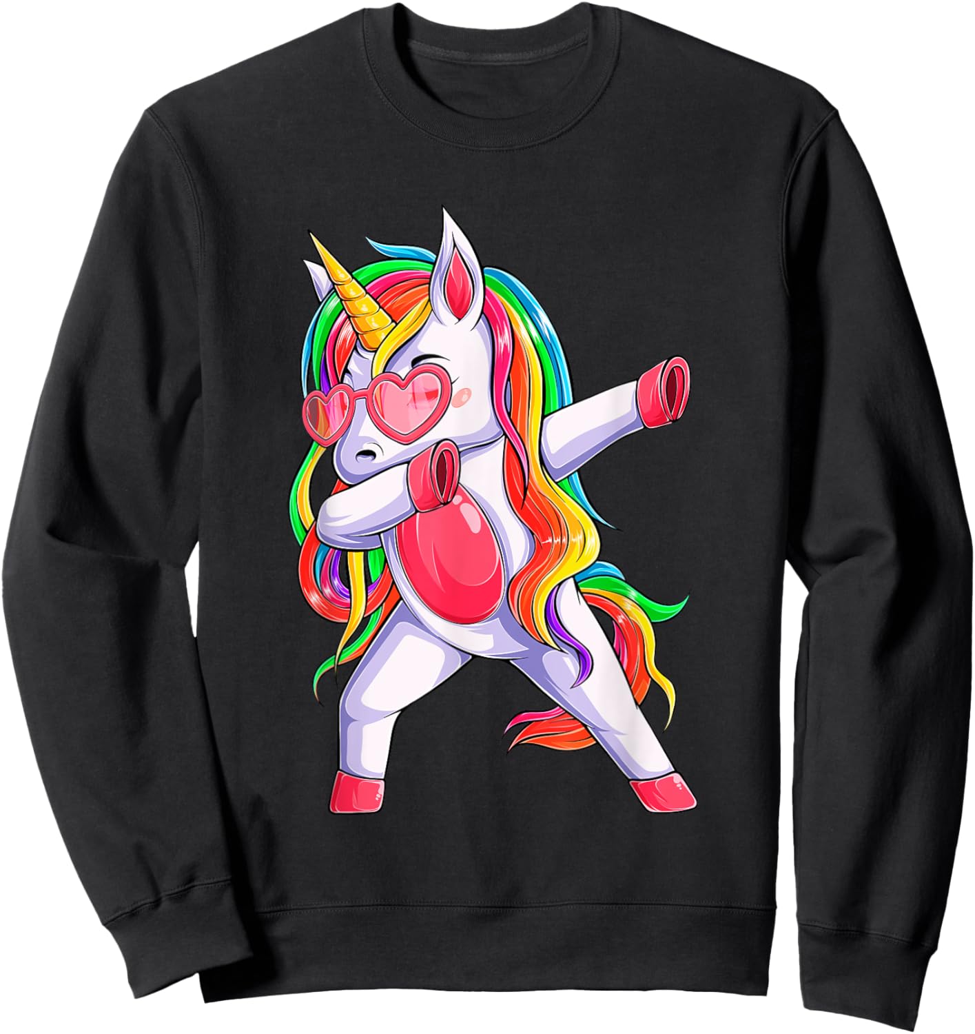 Dabbing Unicorn Party Birthday Rainbow Girls Kids Women Dab Sweatshirt - Sweatshirt | Black