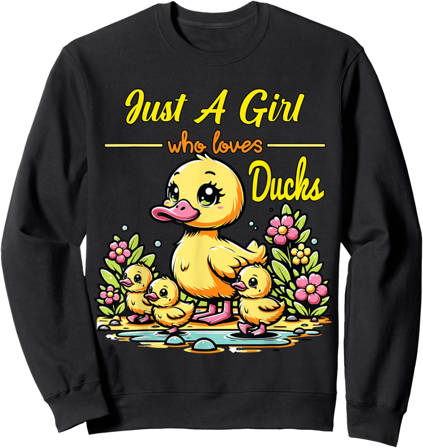 Duck Lover Art Men Women Boys Girls Rubber Duck Funny Ducks Sweatshirt - Sweatshirt | Black