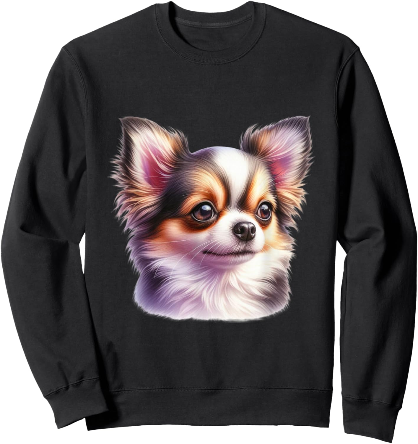 Chihuahua Floral Aquarell Langhaar Chihuahua Sweatshirt - Sweatshirt | Black