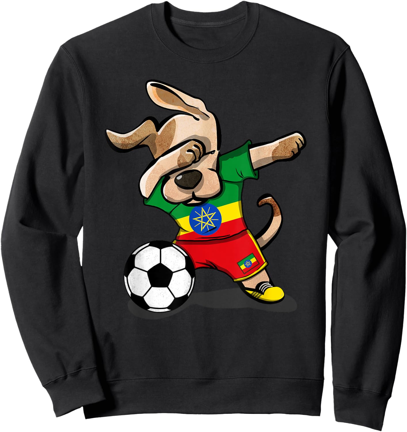 Dabbing Dog Ethiopia Soccer Fans Jersey Ethiopian Football Men Women Girls Kids Sweatshirt - Sweatshirt | Black