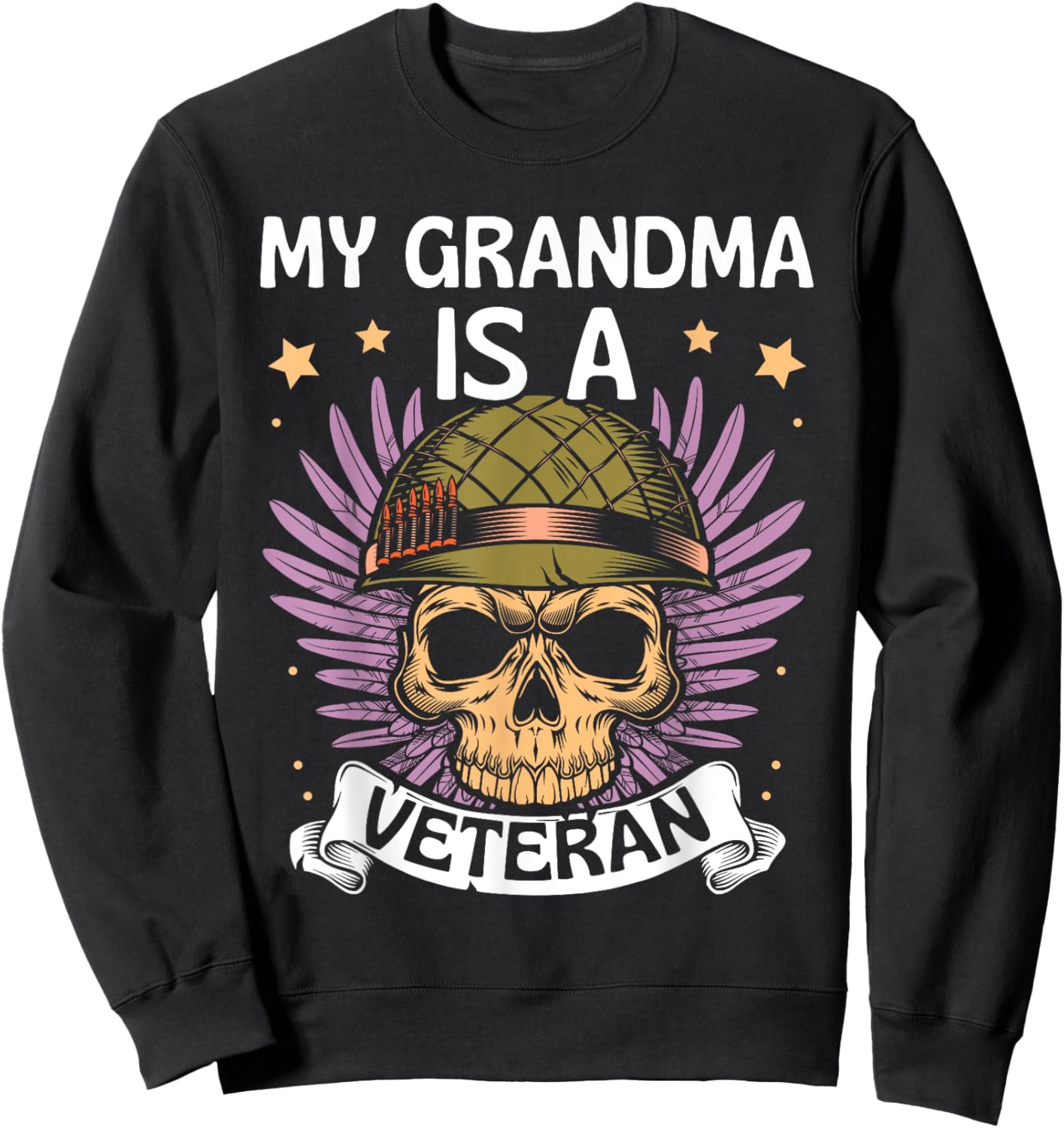 My Grandma Is A Veteran Veteran's Day Veterans Military Sweatshirt - Sweatshirt | Black