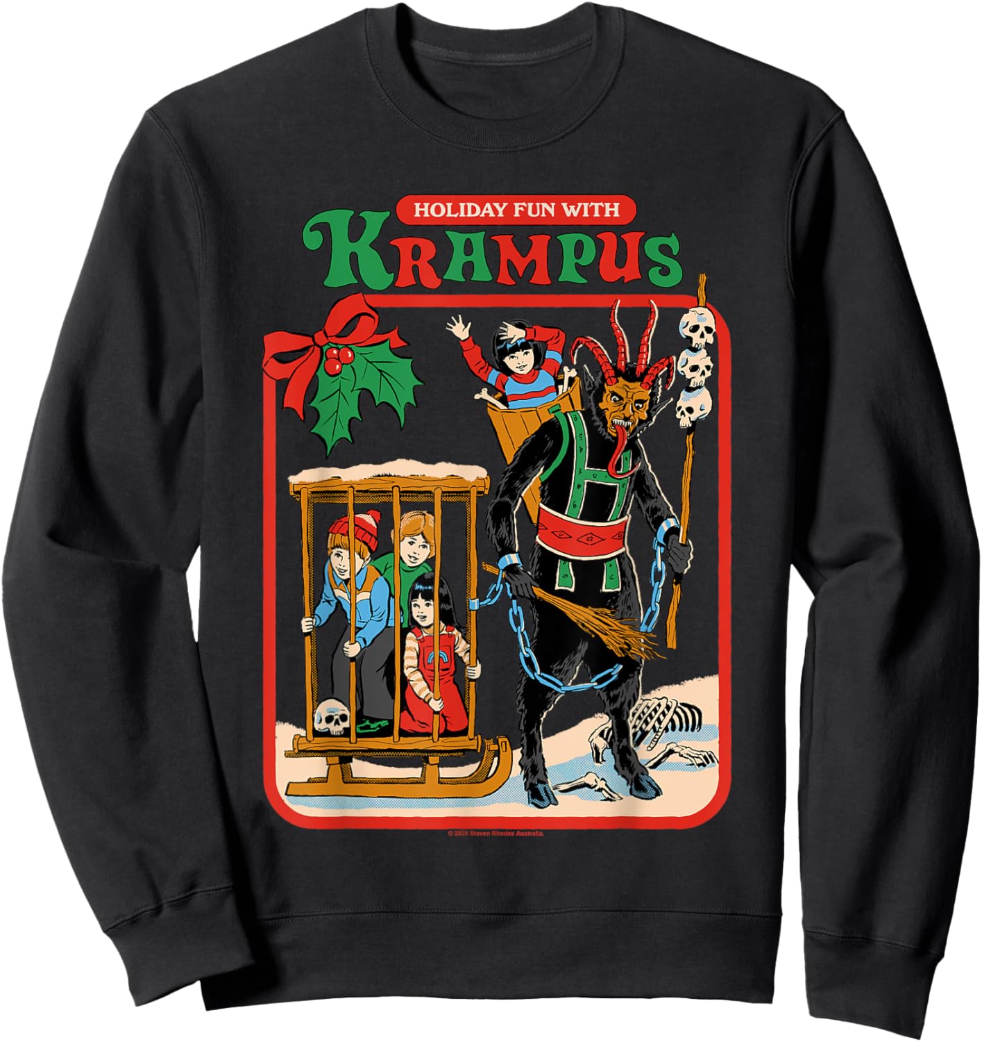 Fun with Krampus Christmas Retro Vintage Funny Adult Humor Sweatshirt - Sweatshirt | Black
