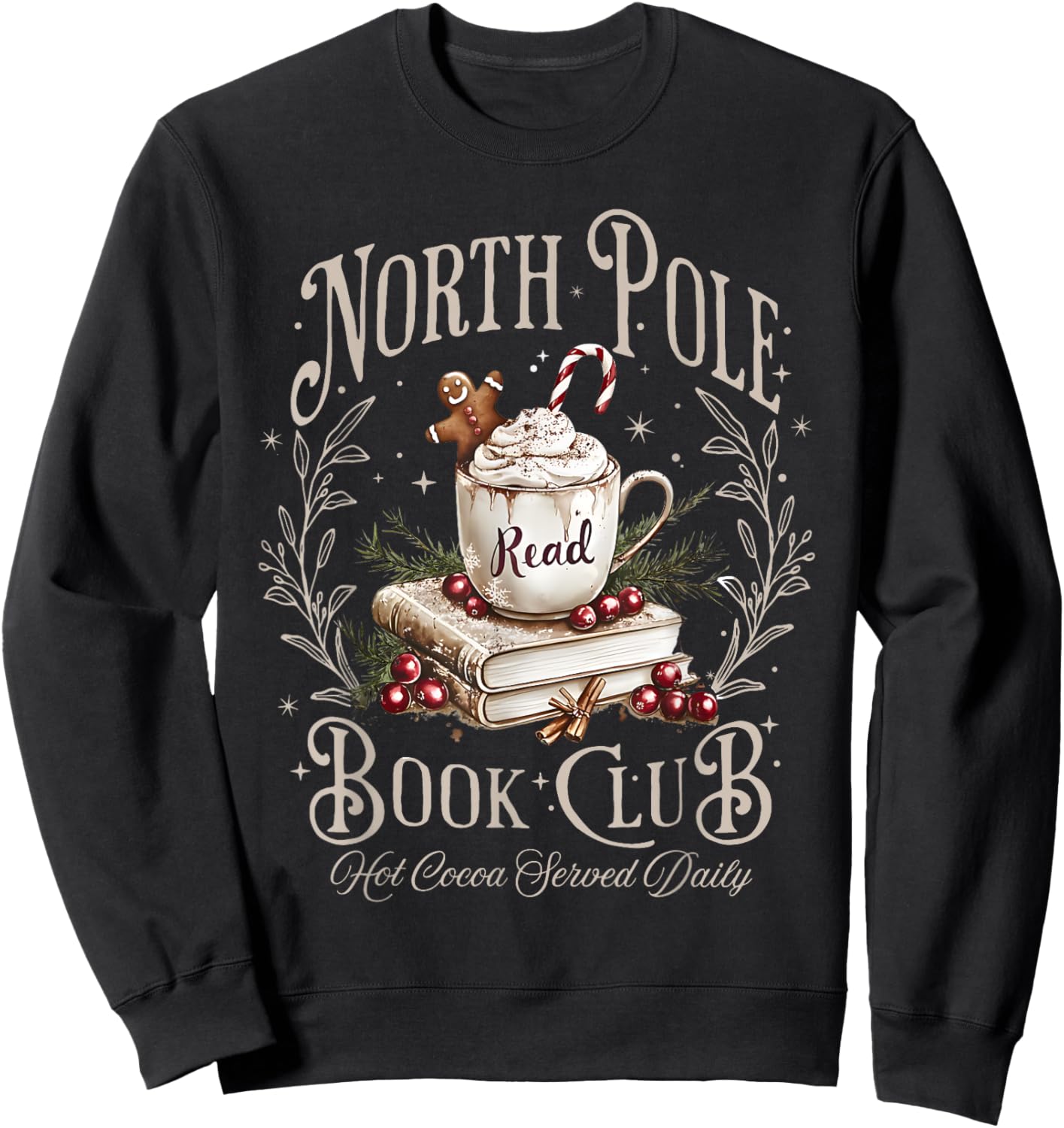 All Booked for Christmas Coquette Xmas Book Club Book Lovers Sweatshirt - Sweatshirt | Black