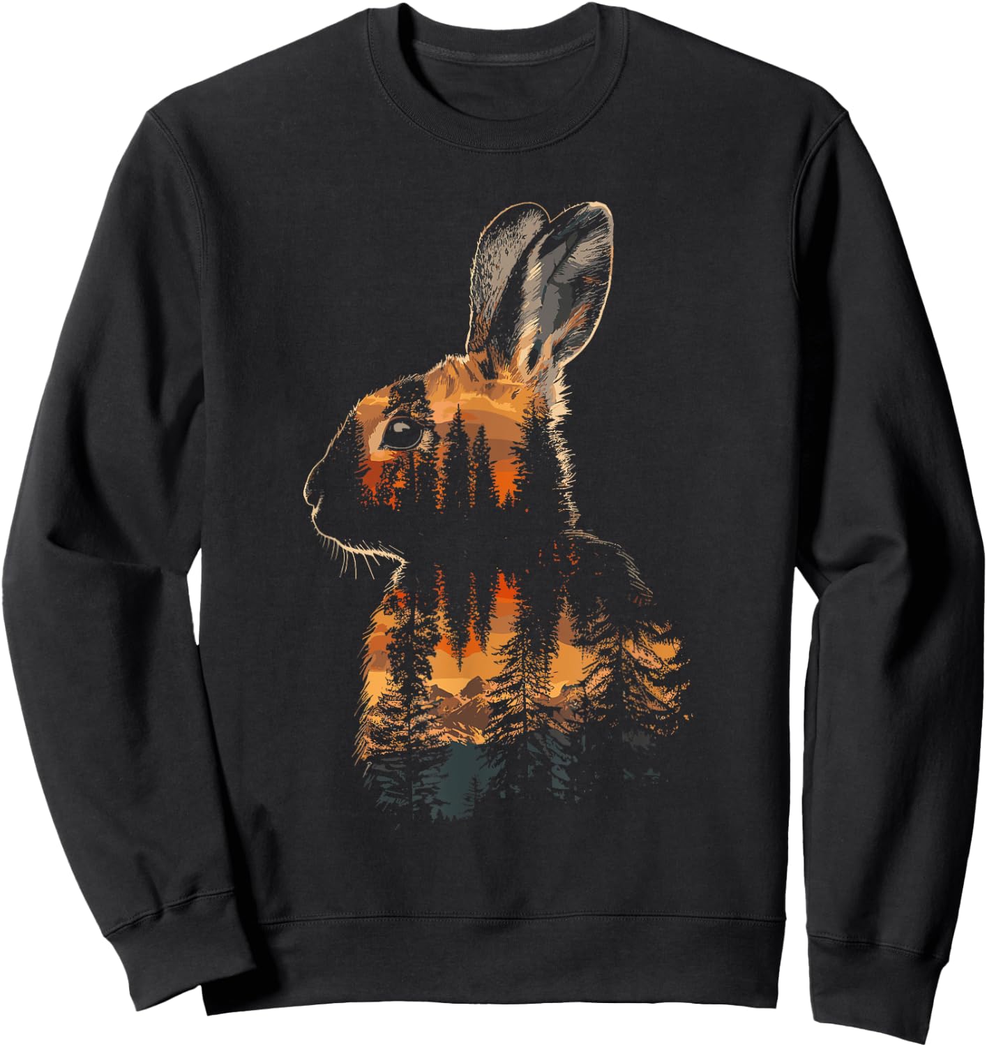 Rabbit Mountain Landscape Nature Wildlife Sweatshirt - Sweatshirt | Black