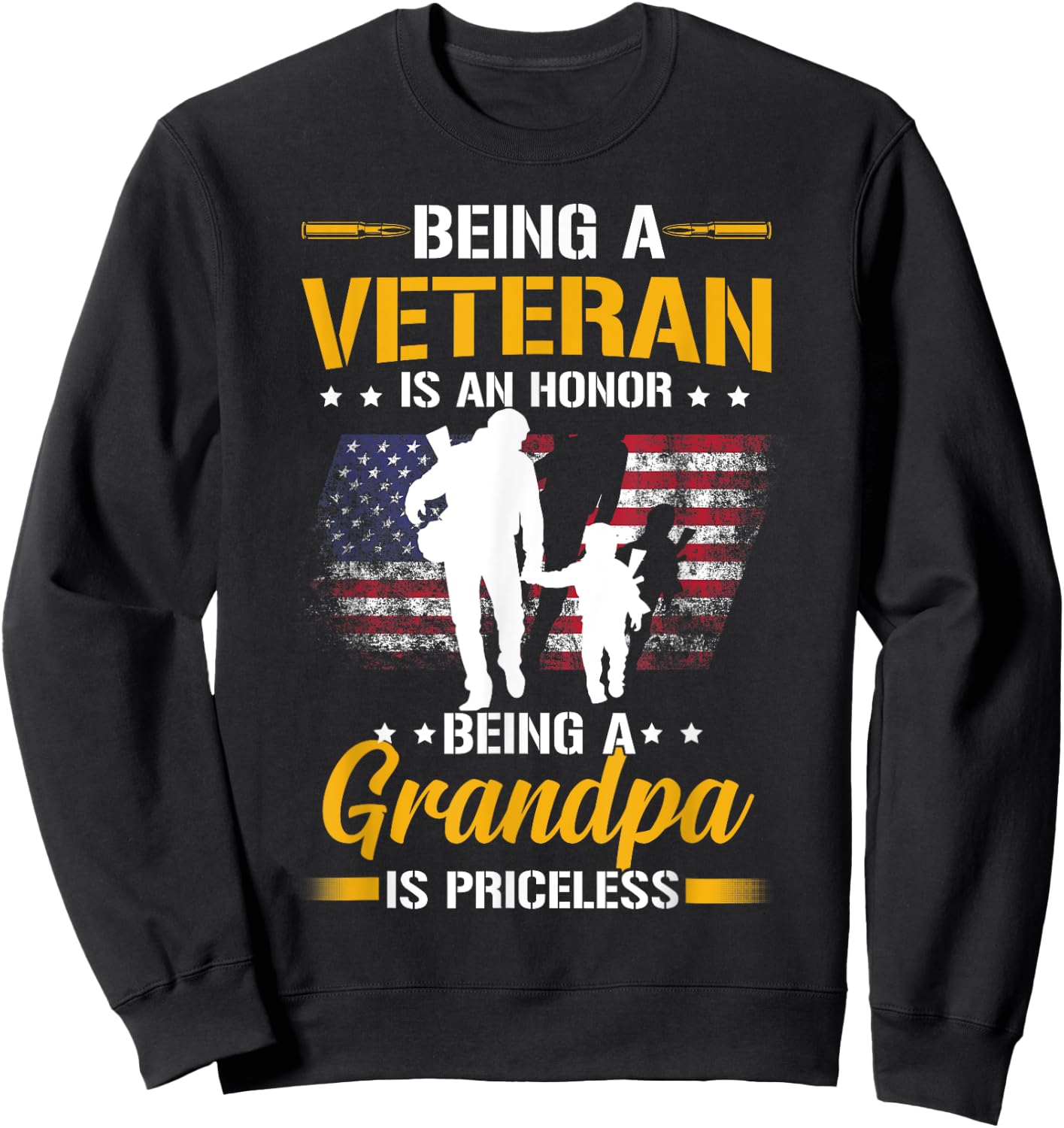 Being A Veteran Is Honor Being A Grandpa Is Priceless Sweatshirt - Sweatshirt | Black