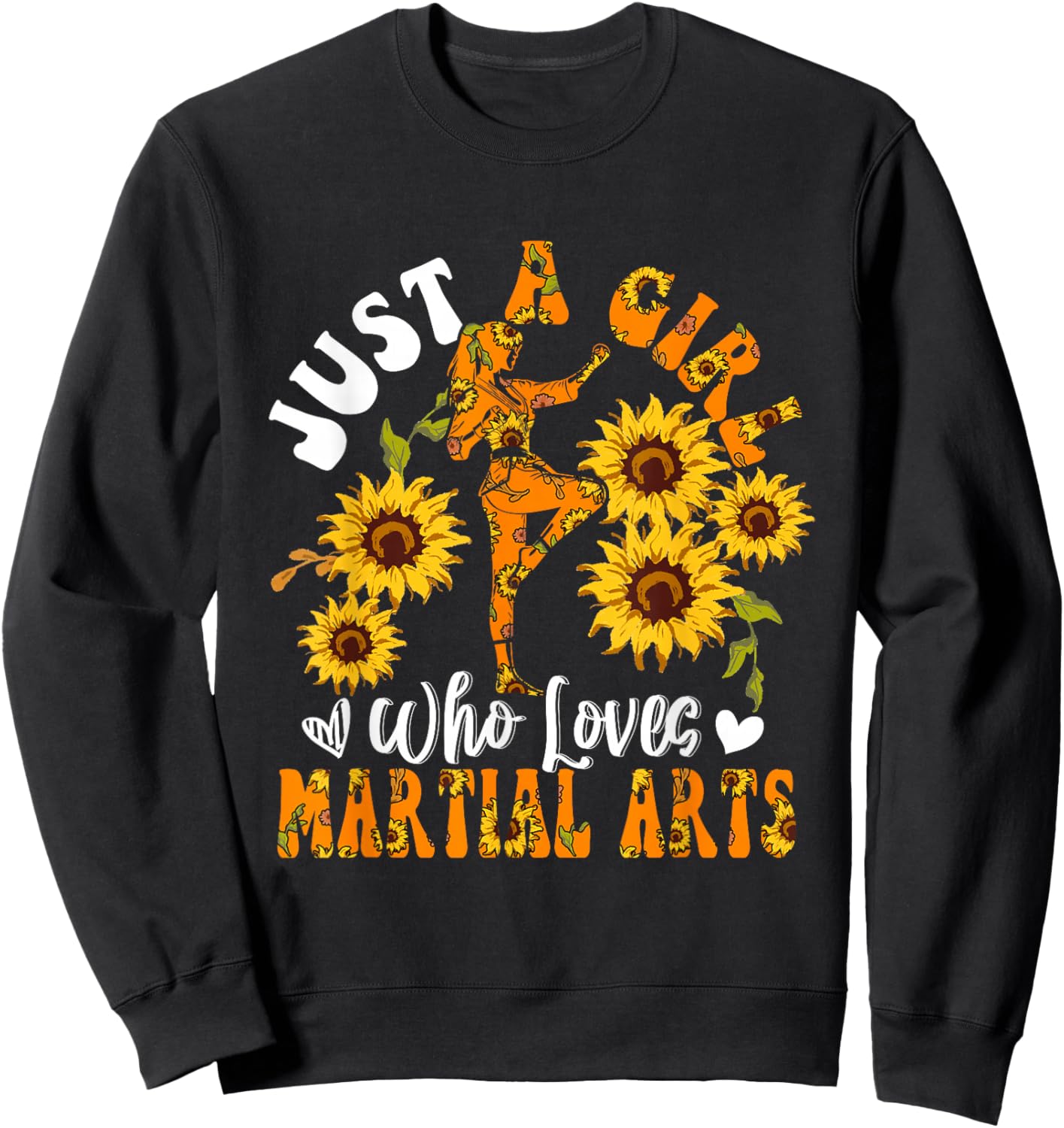A Girl Loves Martial Arts Sport Lover Mother's Day Flowers Sweatshirt - Sweatshirt | Black
