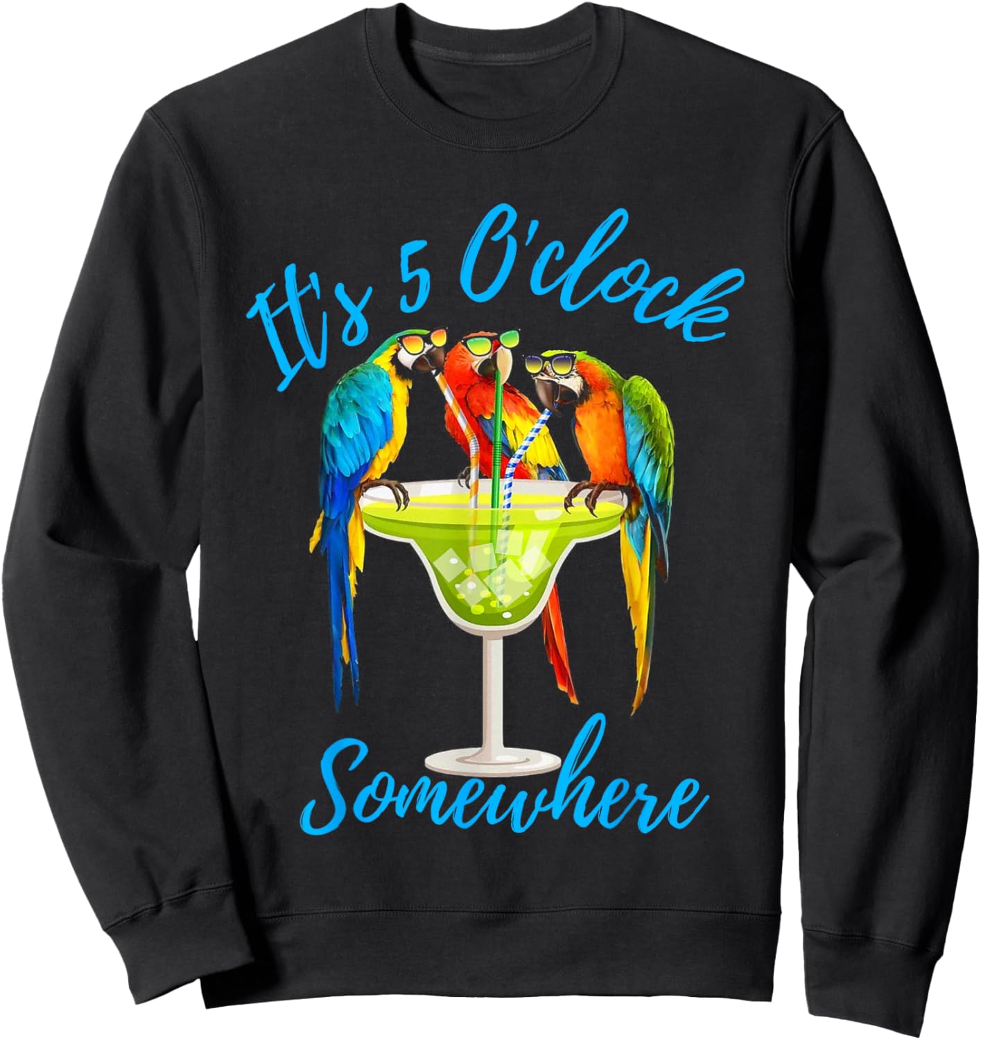 It's 5 O'clock Somewhere Funny Parrot Summer Beach Vacation Women Sweatshirt - Sweatshirt | Black
