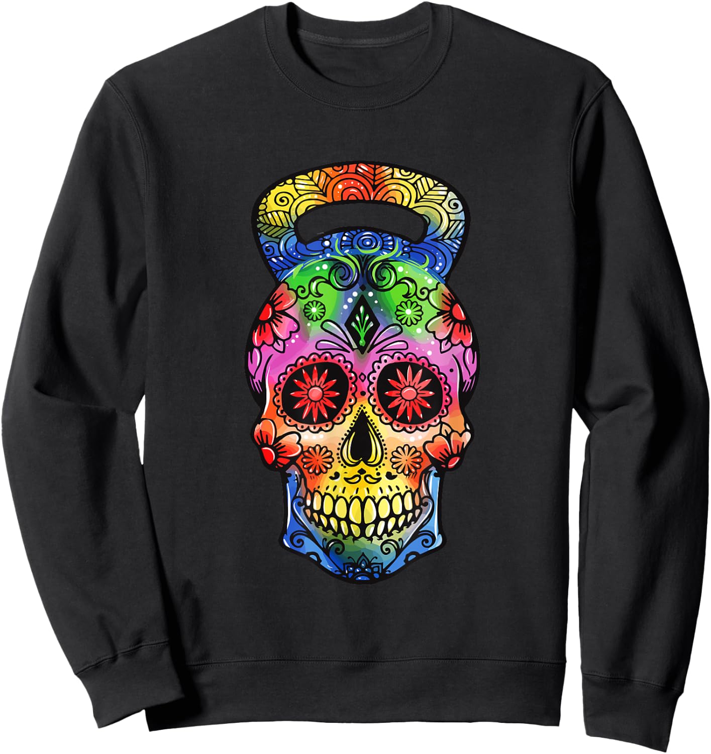 Kettlebell Sugar Skull Weight Lifting Exercise Workout Sweatshirt - Sweatshirt | Black