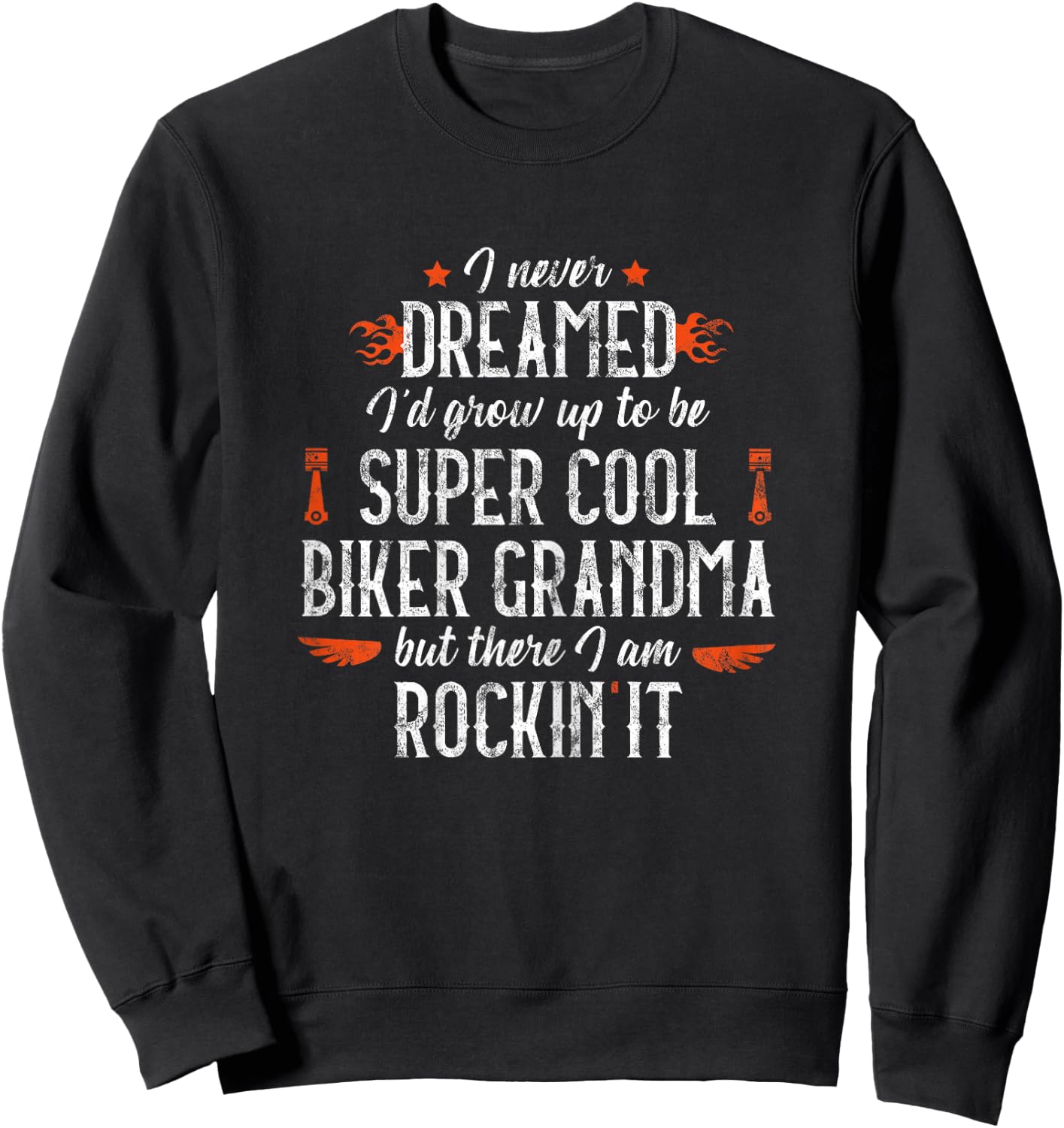 Motorcycle Grandma Biker Vintage Grandmother Outfit Short Sleeve Sweatshirt - Sweatshirt | Black
