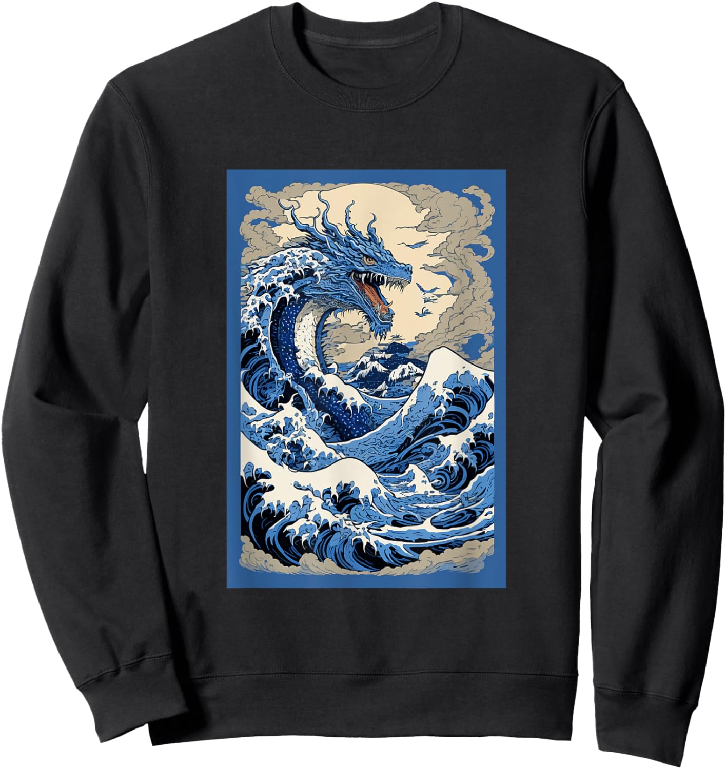 Chinese Dragon Hokusai Great Wave Off Kanagawa Japanese Art Sweatshirt - Sweatshirt | Black