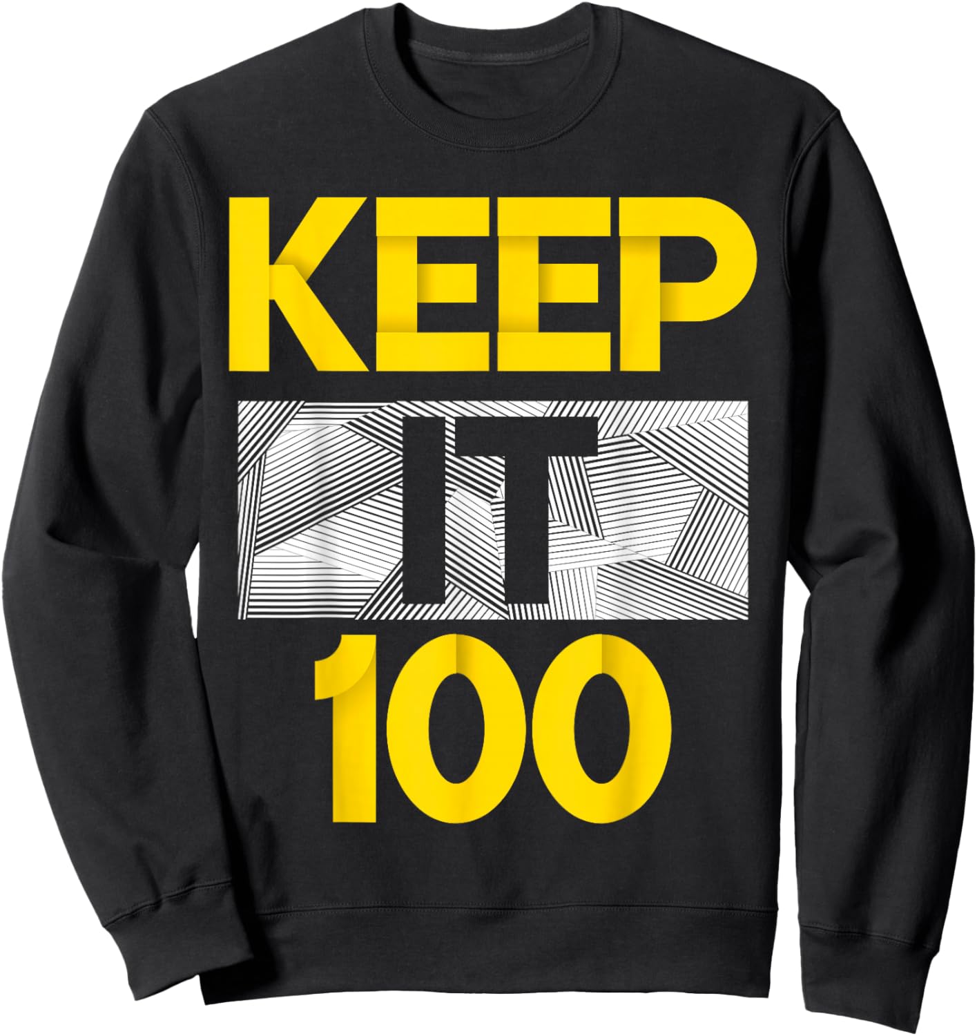 University-Gold Keep It 100 Varsity-Gold Color Graphic Sweatshirt - Sweatshirt | Black