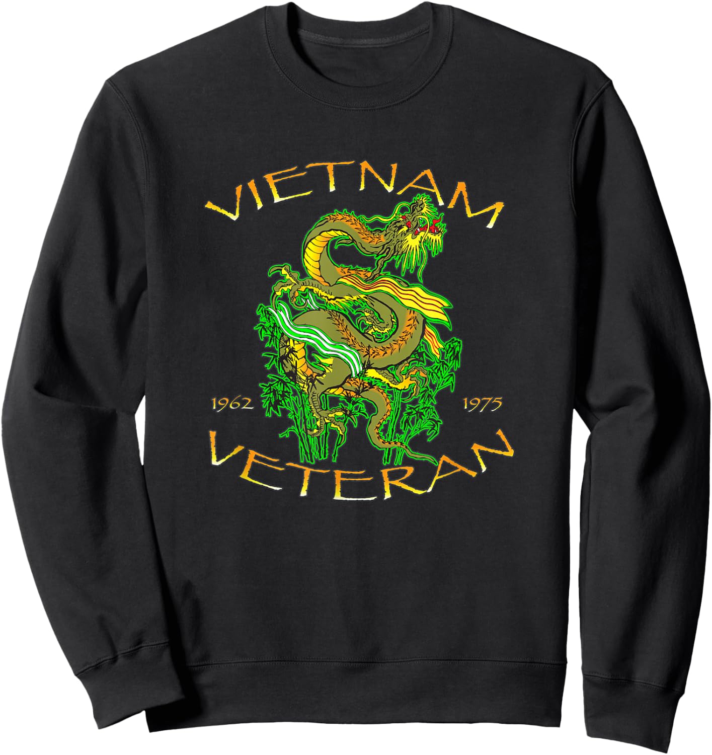 Vietnam Veteran Ribbons and Dragon Sweatshirt - Sweatshirt | Black