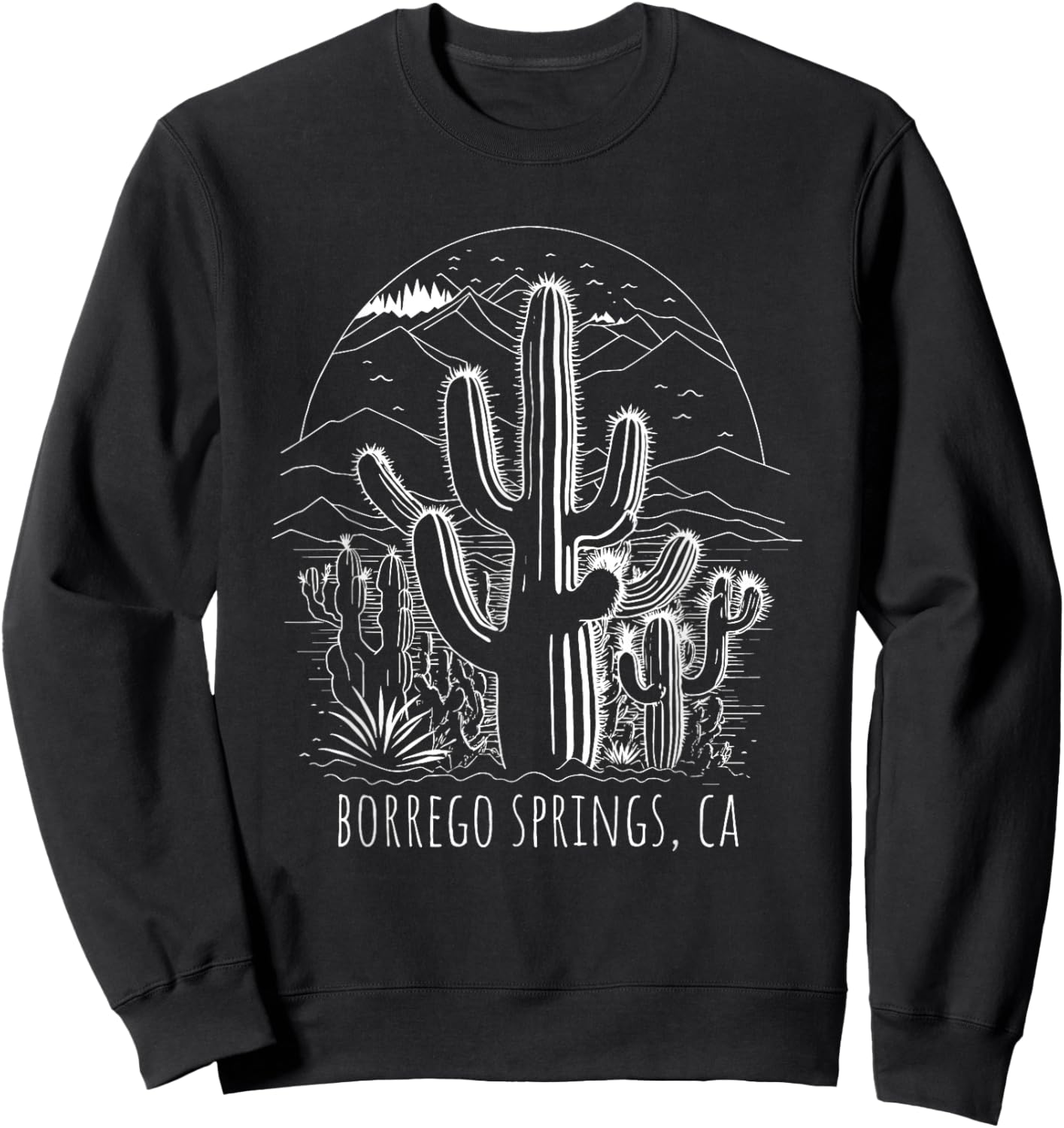 Borrego Springs California Cactus Desert Scene Design Sweatshirt - Sweatshirt | Black