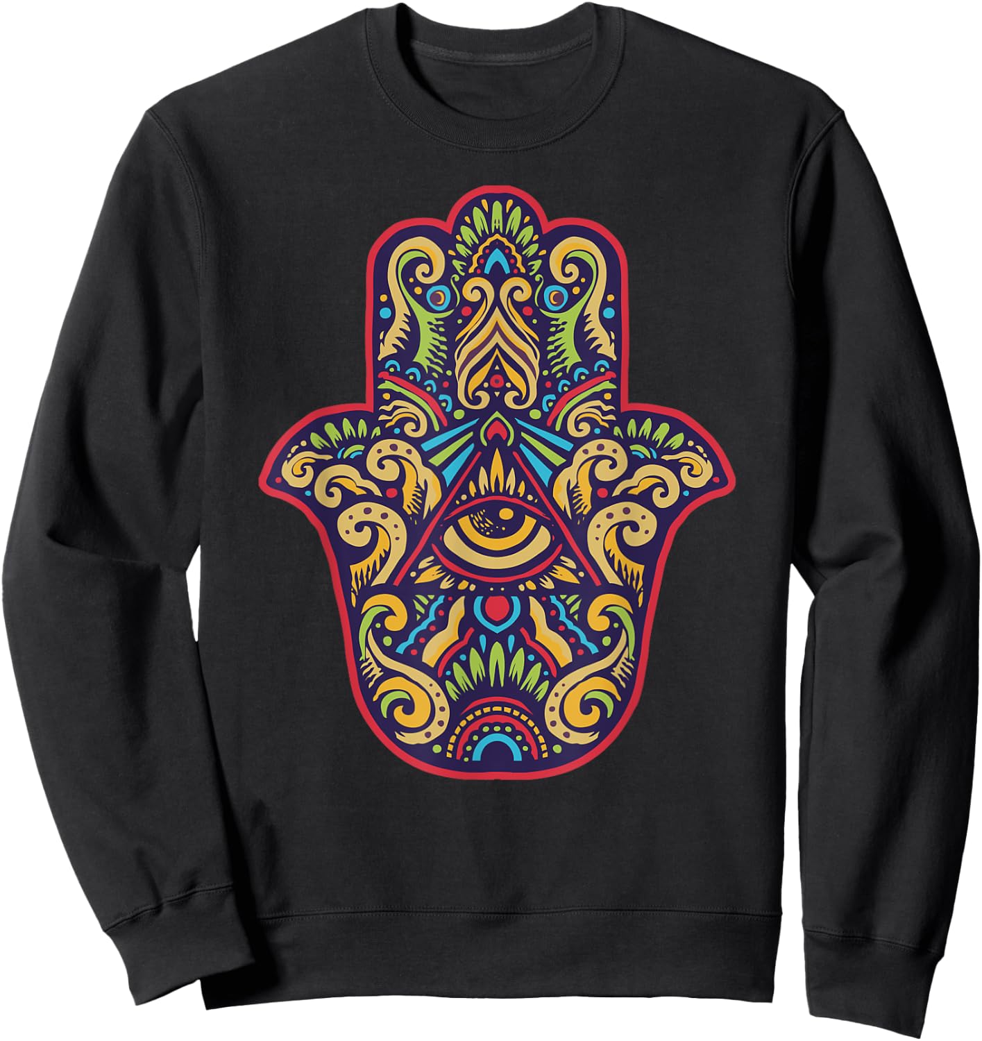 Spiritual Mystic Eye Third Eye All Seeing Eye Hamsa Hand Sweatshirt - Sweatshirt | Black