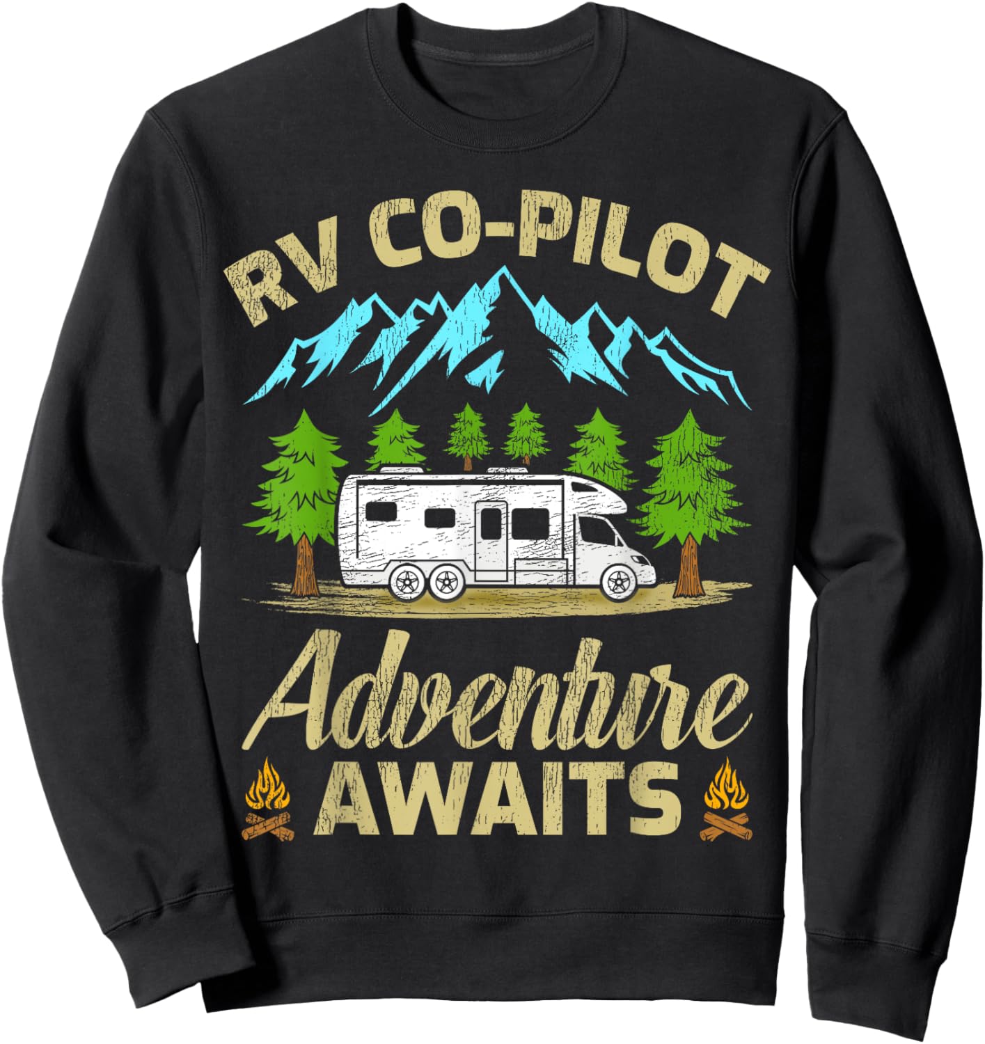 Funny RV Co-Pilot Adventure Awaits RV Camping Sweatshirt - Sweatshirt | Black