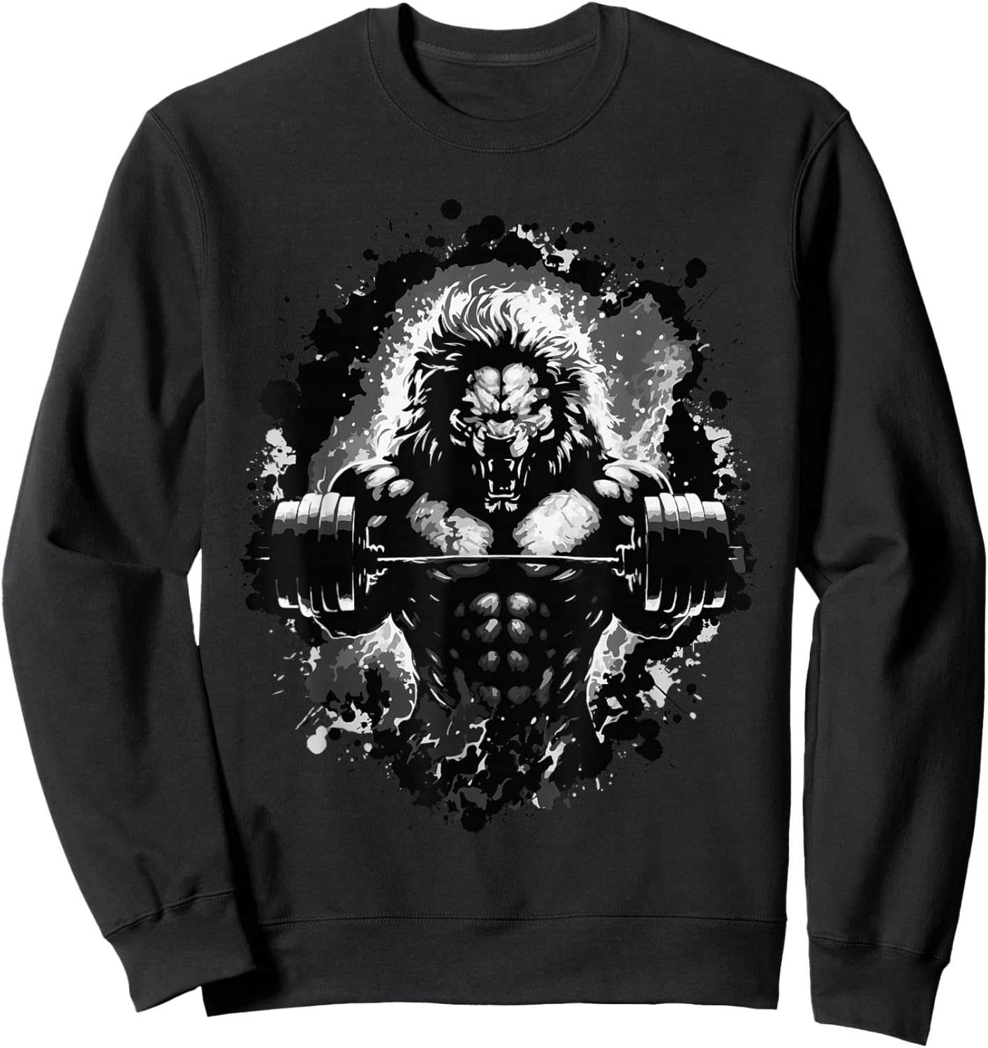 Lion Lifting Weights Gym Beast Workout Muscles Bodybuilding Sweatshirt - Sweatshirt | Black