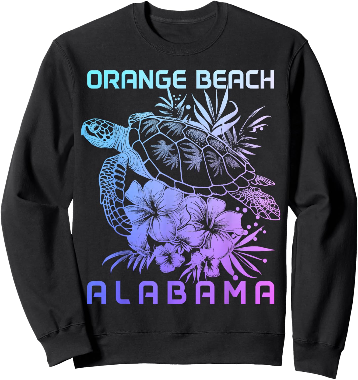 Orange Beach Alabama Sea Turtle Surfer Sweatshirt - Sweatshirt | Black