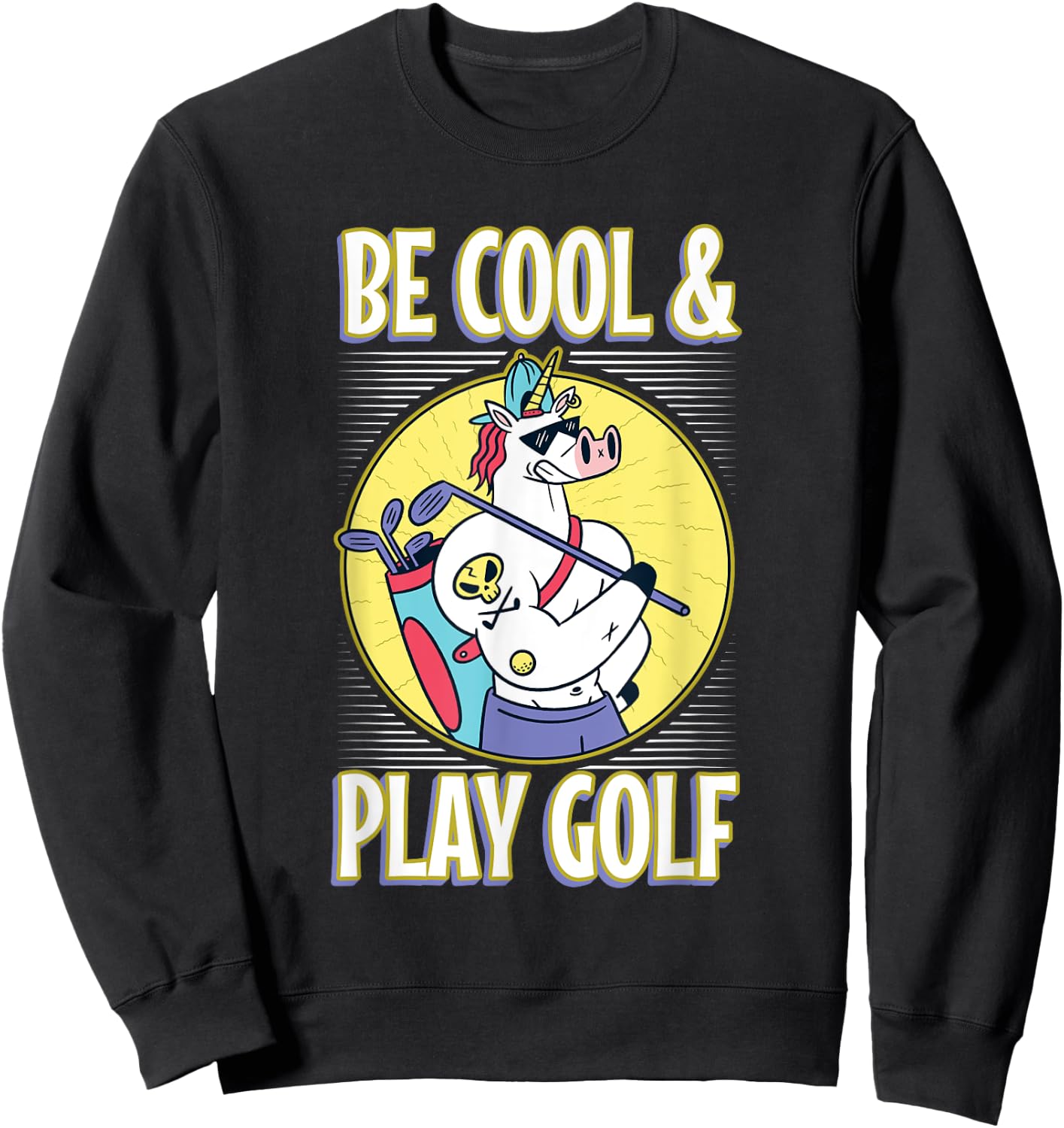 Unicorn Cool Play Golf Sports Golf Club Shades Sports Golfer Sweatshirt - Sweatshirt | Black