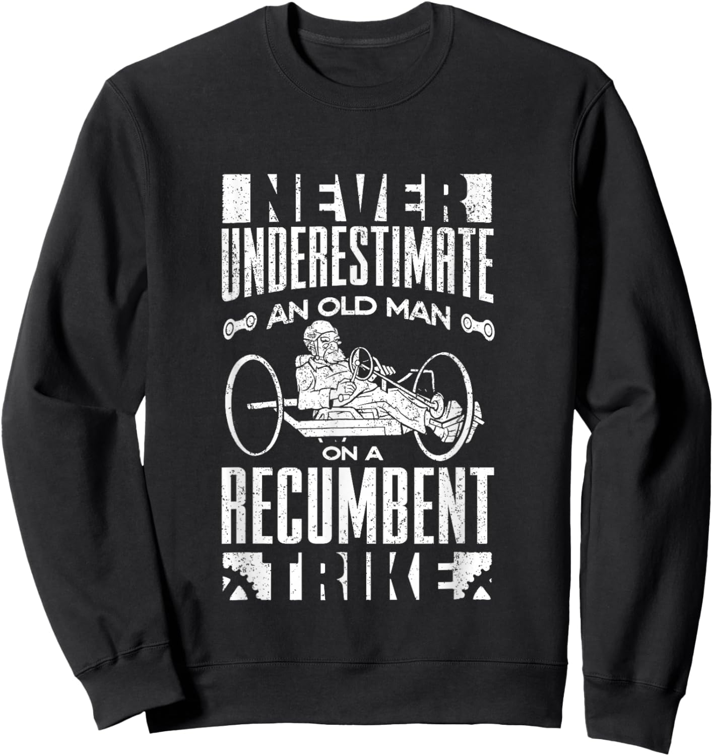 Triker Cyclist - Recumbent Trike Bike Designs -Adults Cycling Black Small Short Sleeve Modern Recumbent Trike Design Sweatshirt - Sweatshirt | Black