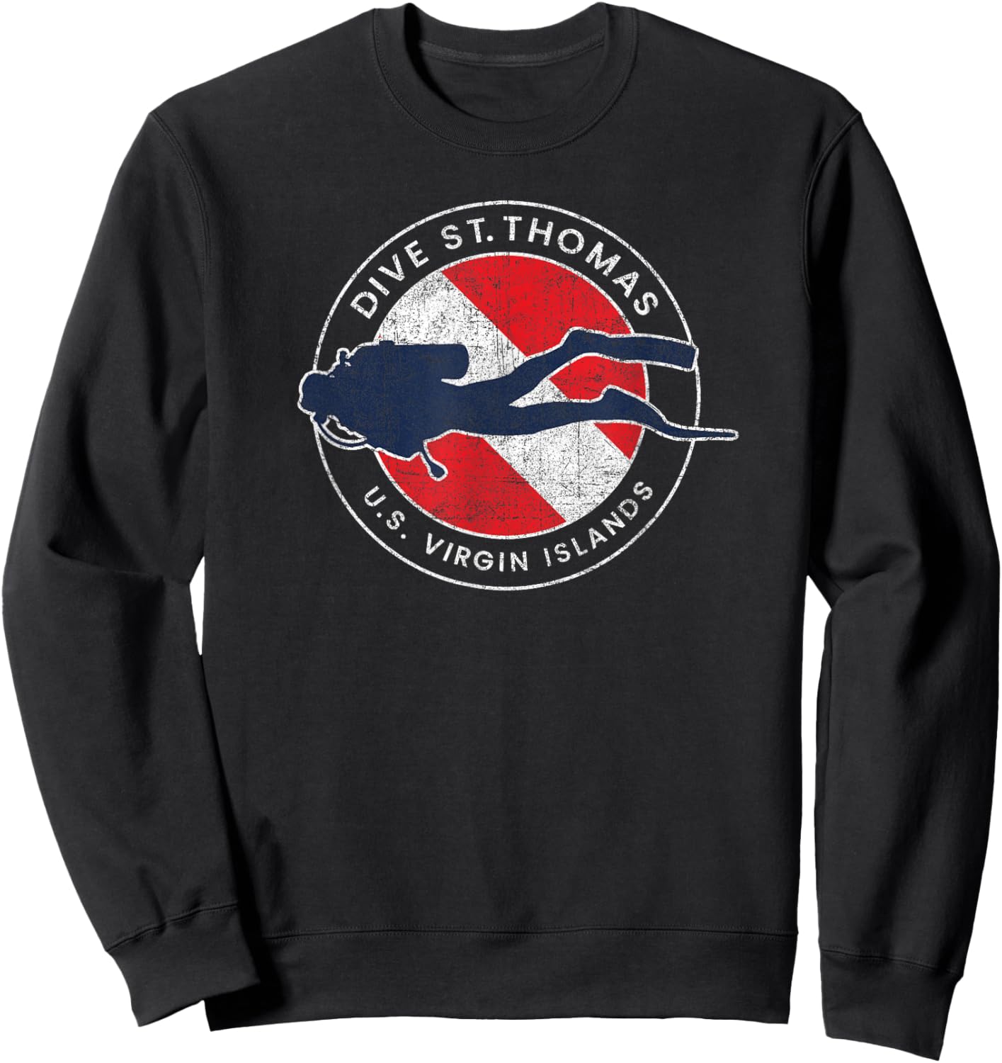 Vintage St Thomas USVI Scuba Dive Flag Vacation Souvenir Sweatshirt - Sweatshirt | Black