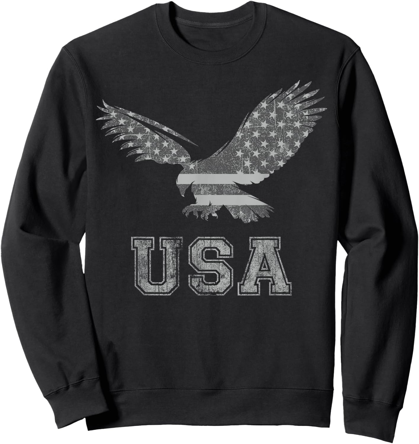 Scruffbag American Eagle Cool Distressed Flag USA Patriotic , -Adults, Black, Small, Short Sleeve, Classic Fit, Cotton, Polyester Sweatshirt - Sweatshirt | Black