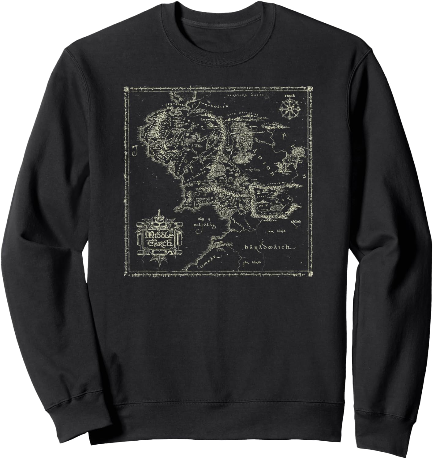 Lord of The Rings Map of Middle Earth Sweatshirt - Sweatshirt | Black