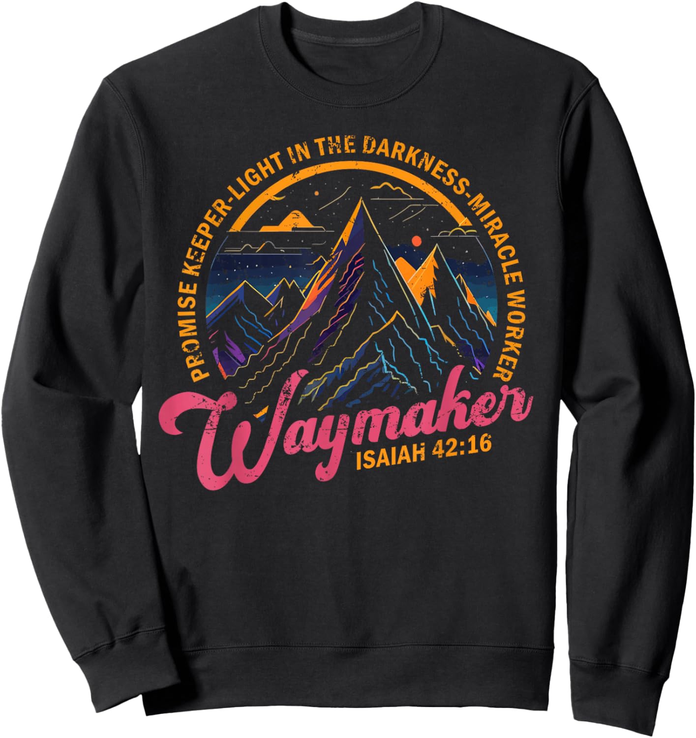 Waymaker Vintage Promise Keeper Miracle Worker Christian Sweatshirt - Sweatshirt | Black