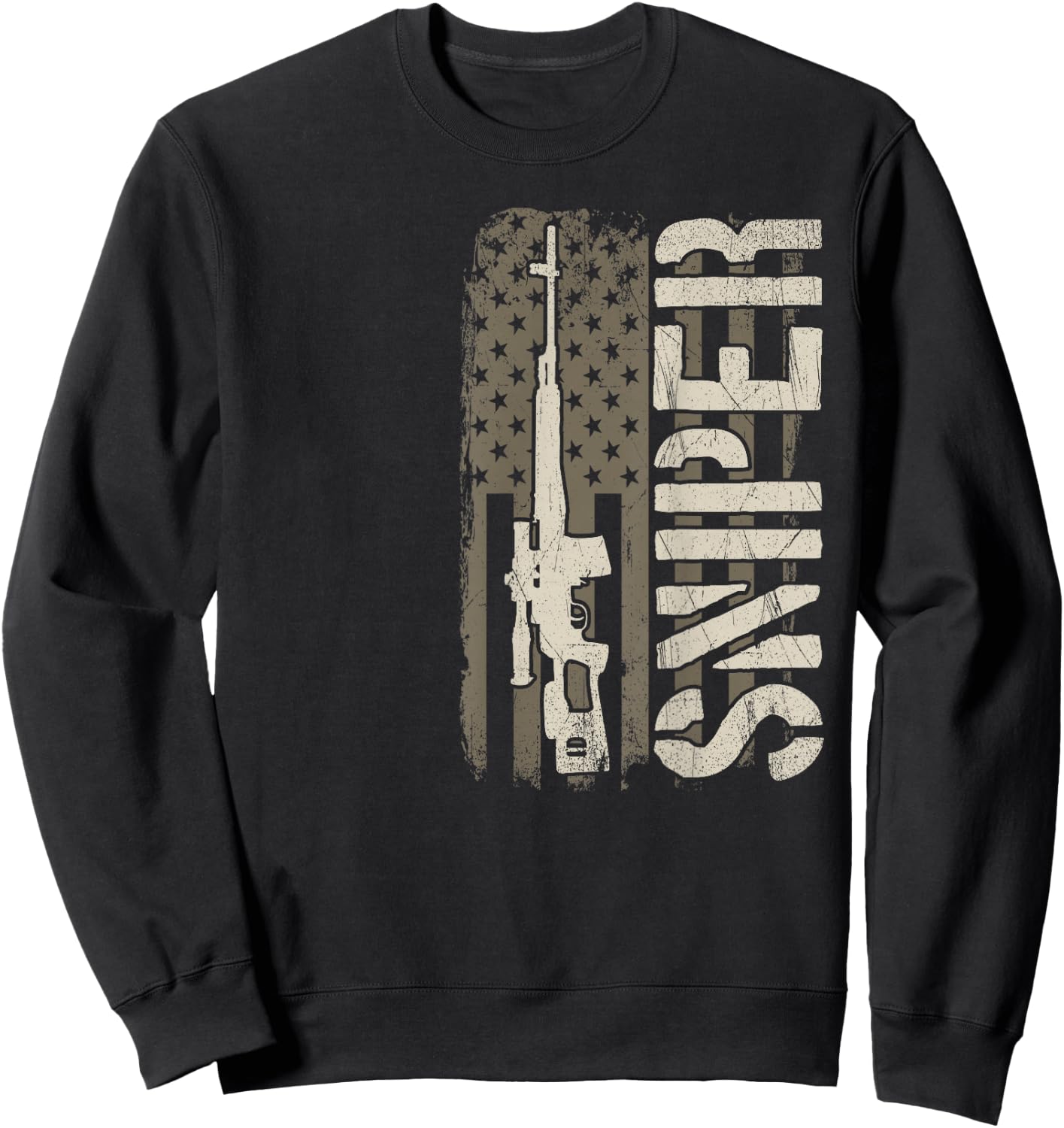 Sniper - USA American Flag, Military Sharpshooter Sweatshirt - Sweatshirt | Black